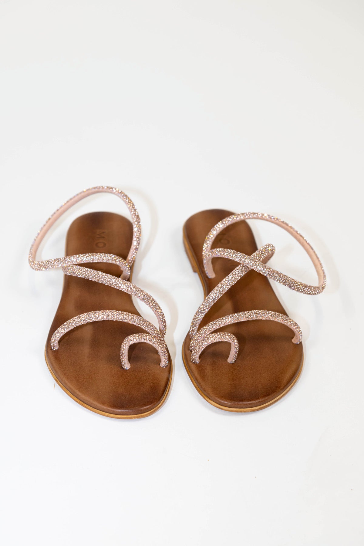 Mosaic - Sandalo intrecciato con strass e sottopiede moro