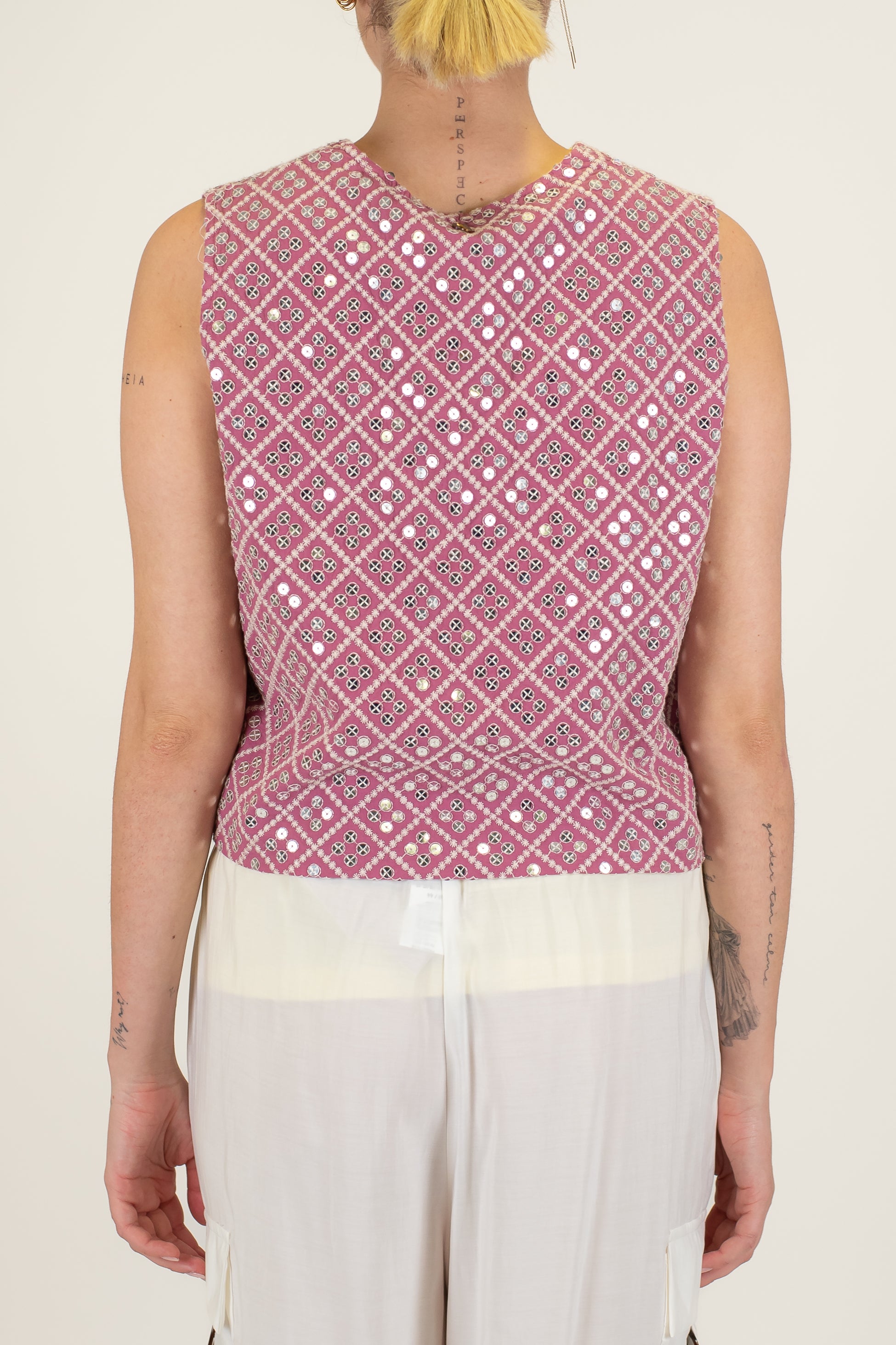 Dixie - Gilet con paillettes e chiusura con lacci