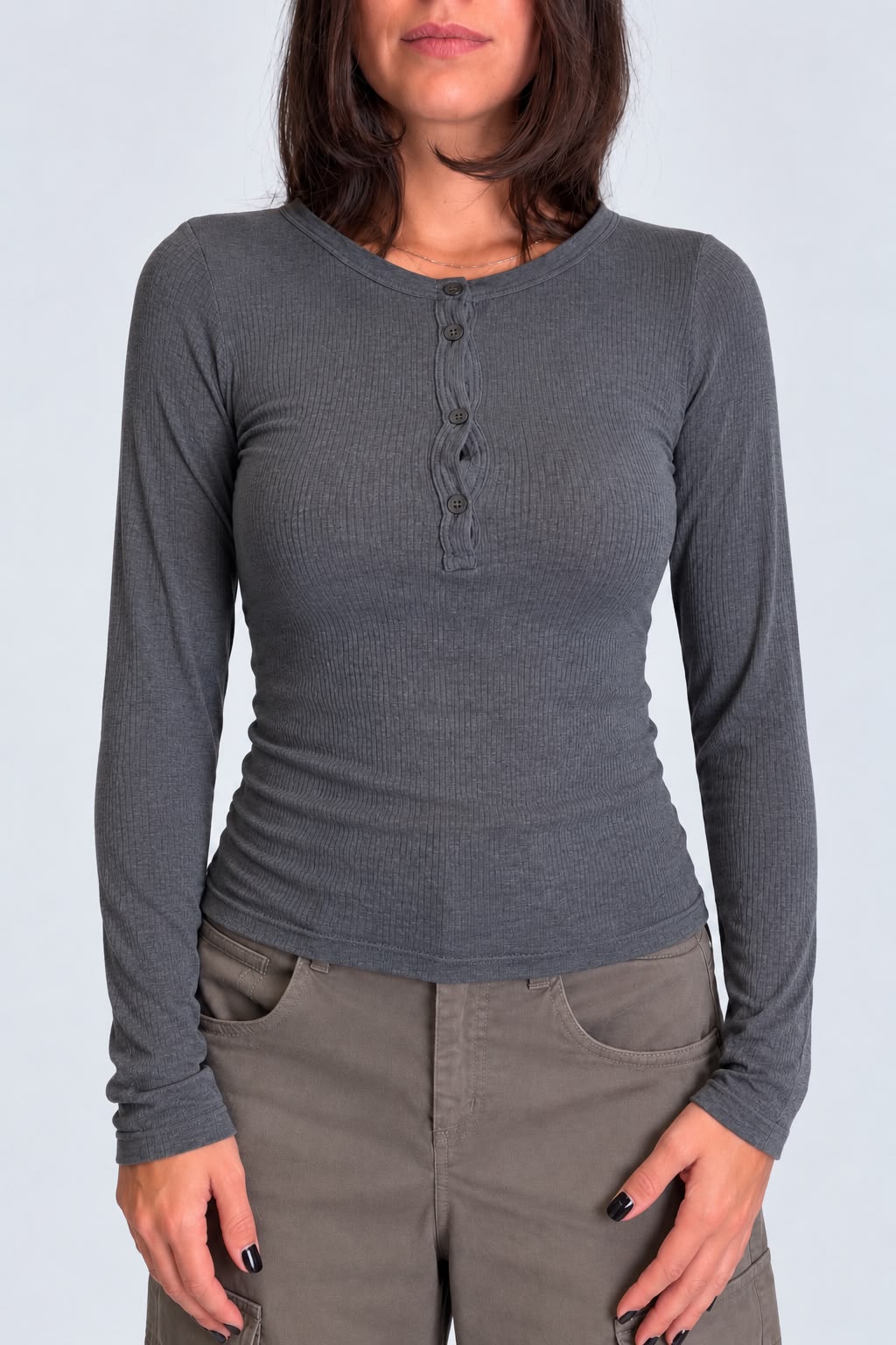 Dixie - Maglia serafino a costine basic in misto cashmere
