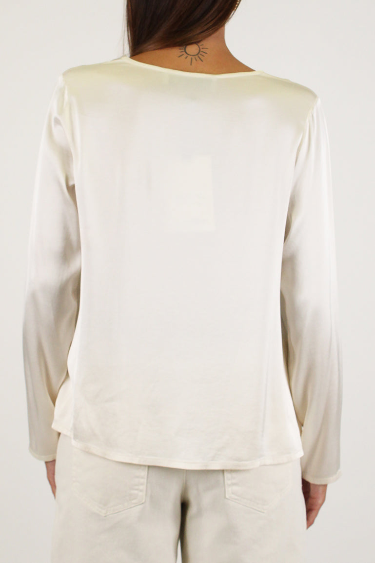 Haveone - Blusa manica lunga scollo a V in viscosa