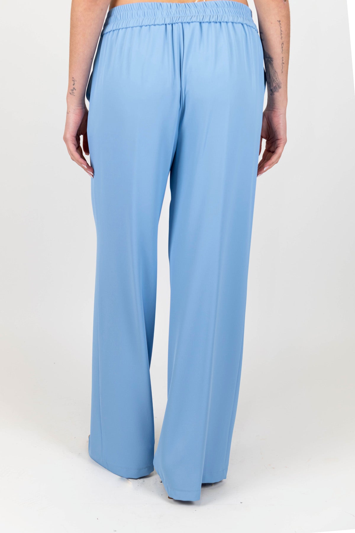 Kontatto - Pantalone palazzo in tessuto fluido con elastico in vita