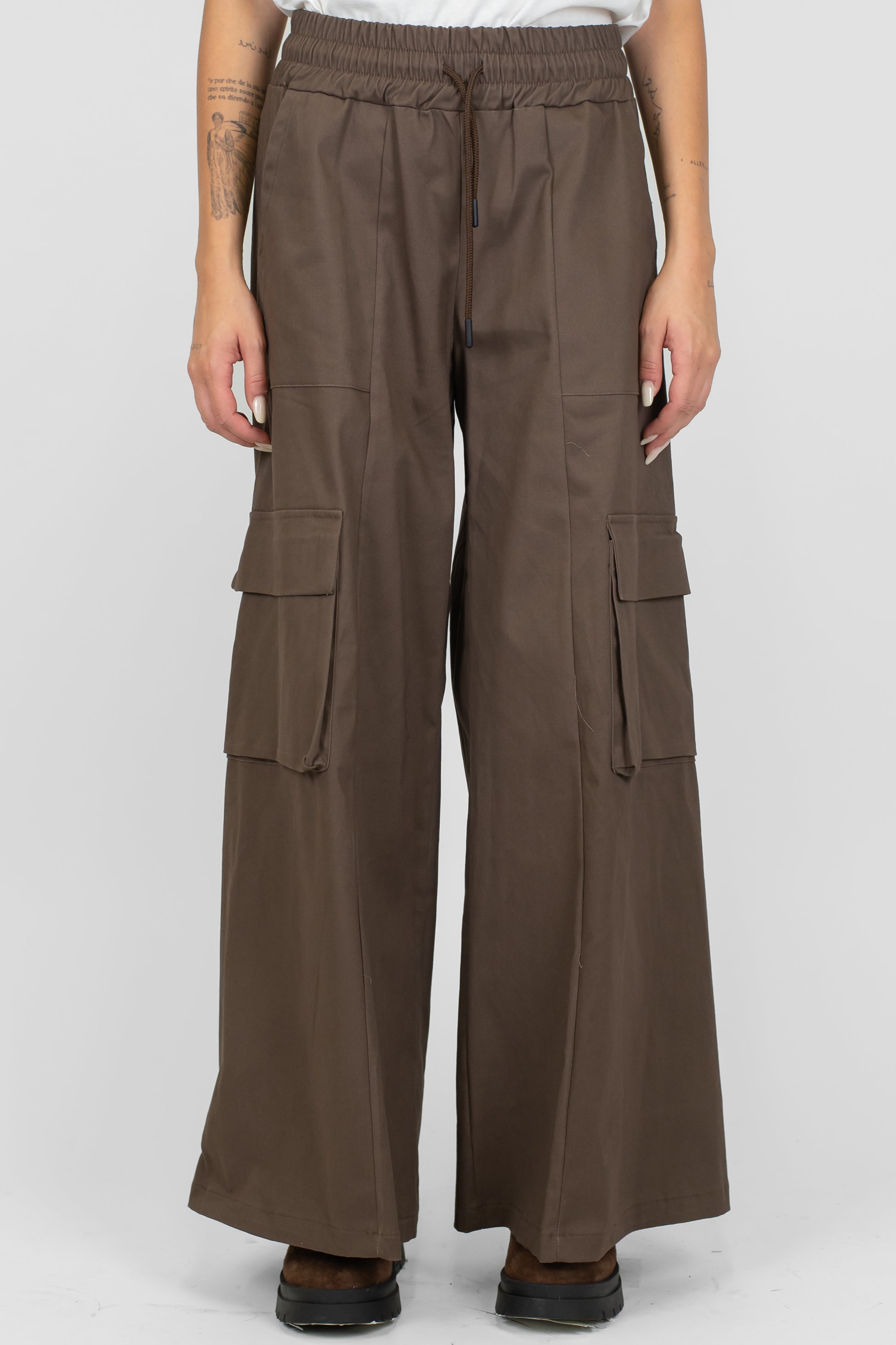 Haveone - Pantalone palazzo cargo con coulisse
