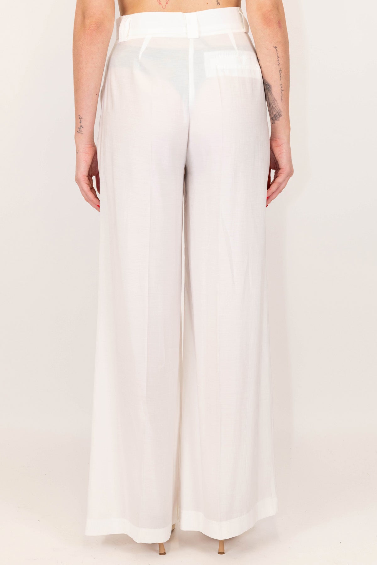 Maryley - Pantalone palazzo a vita alta in modal