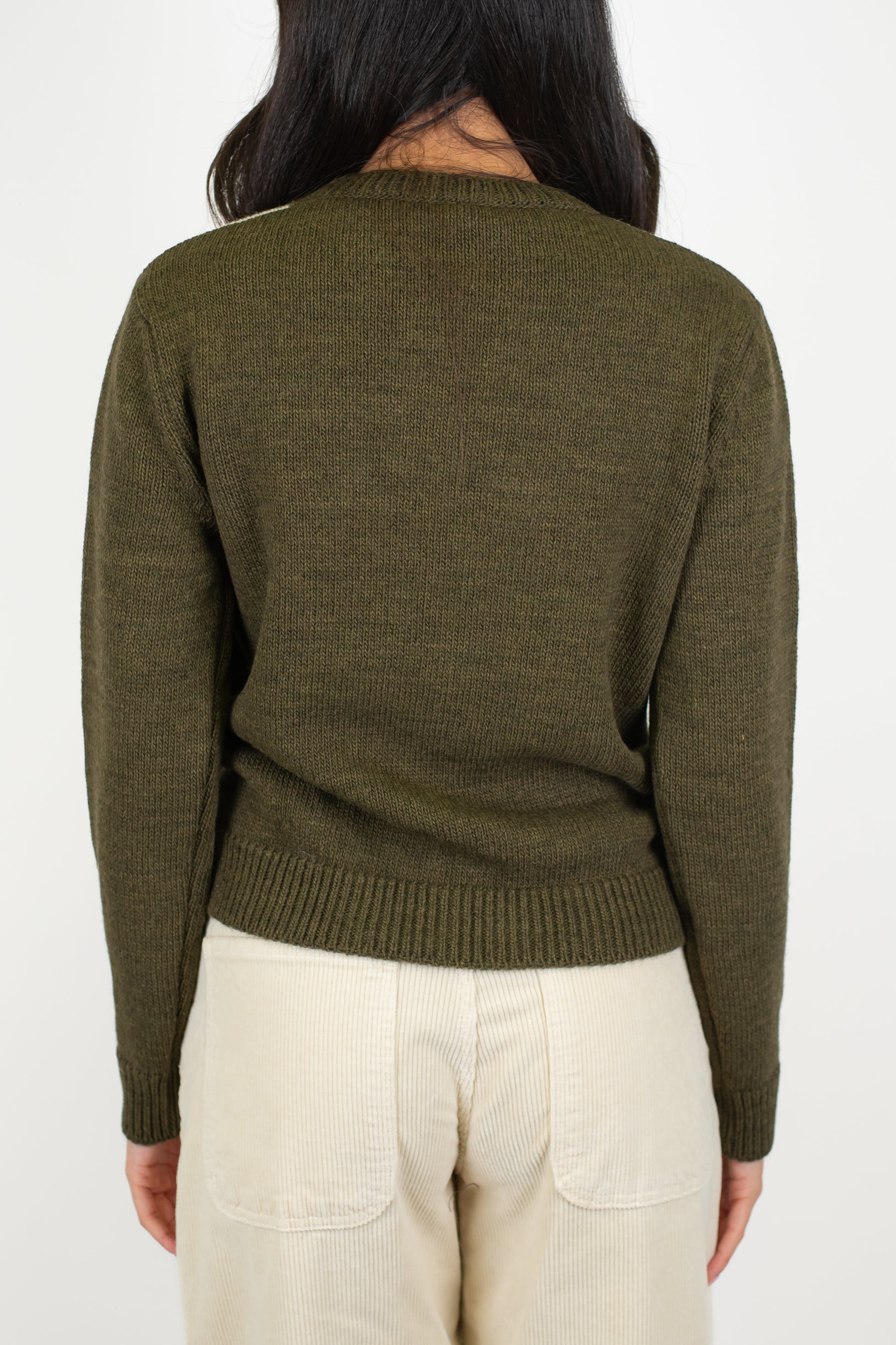 Tensione in - Maglia girocollo fantasia rombi a contrasto in misto lana