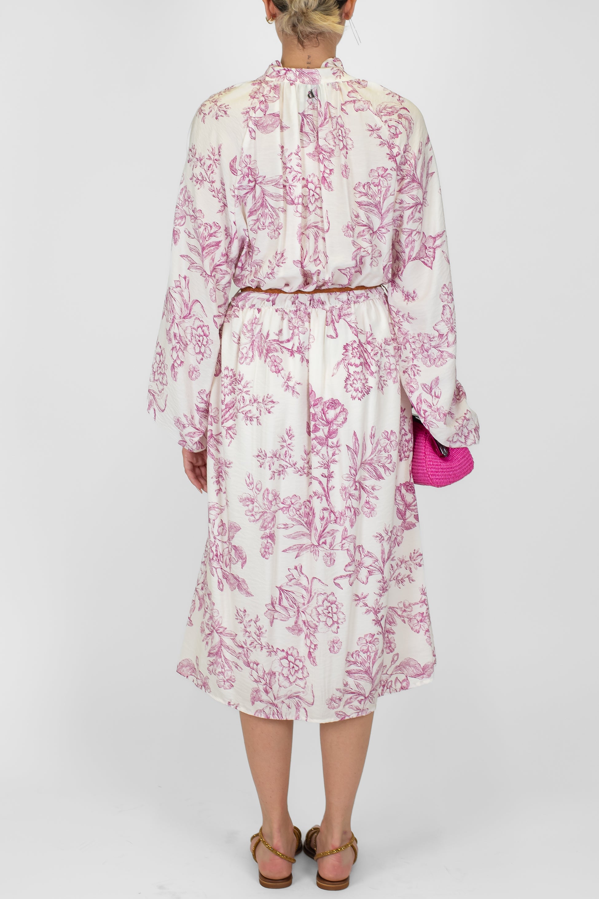 Dixie - Abito midi fantasia floreale astratta con scollo a V