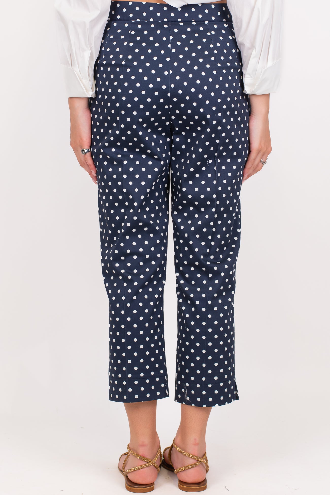 Dixie - Pantalone capri fantasia pois in cotone