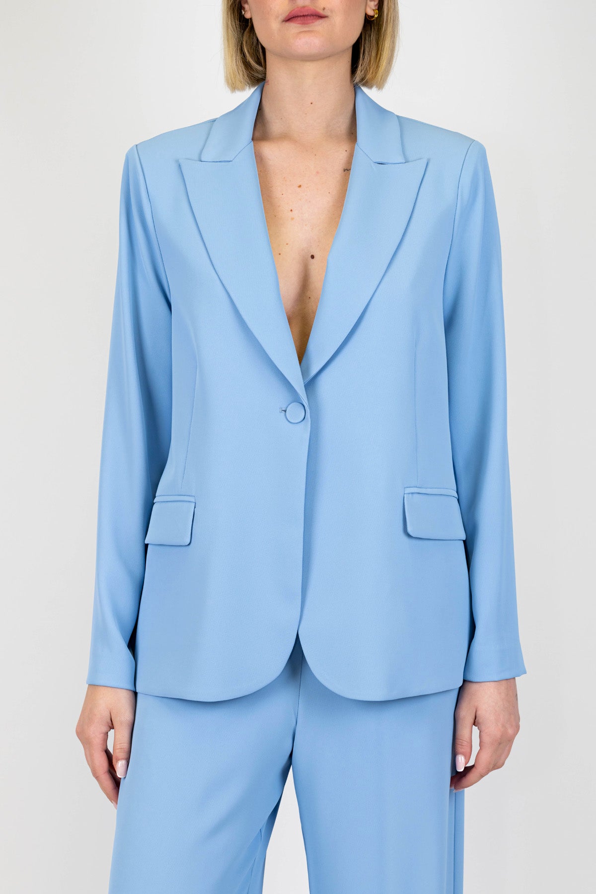 Kontatto - Giacca monopetto in tessuto fluido con chiusura ad un bottone