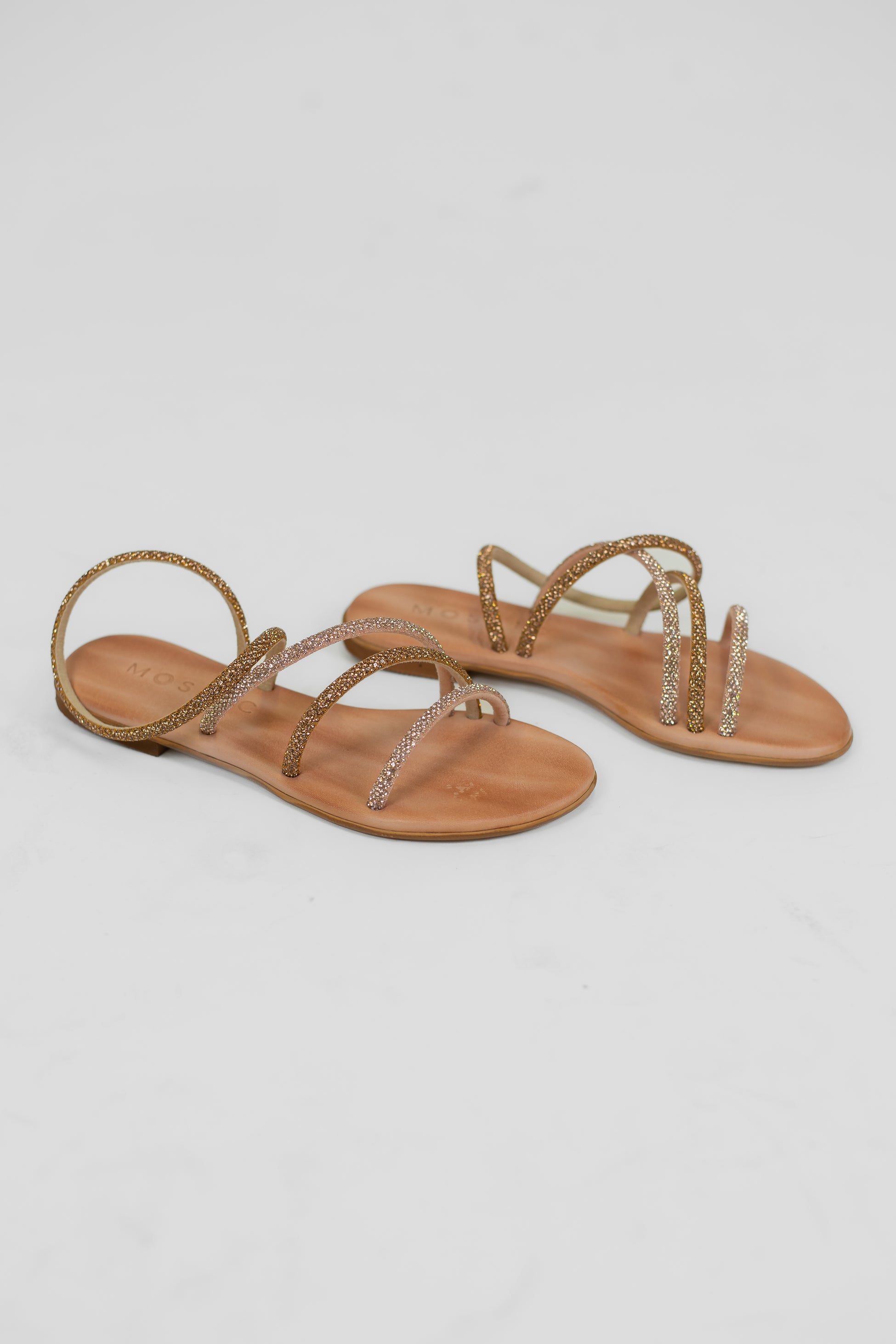 Mosaic - Sandalo con strass intrecciato a due colori