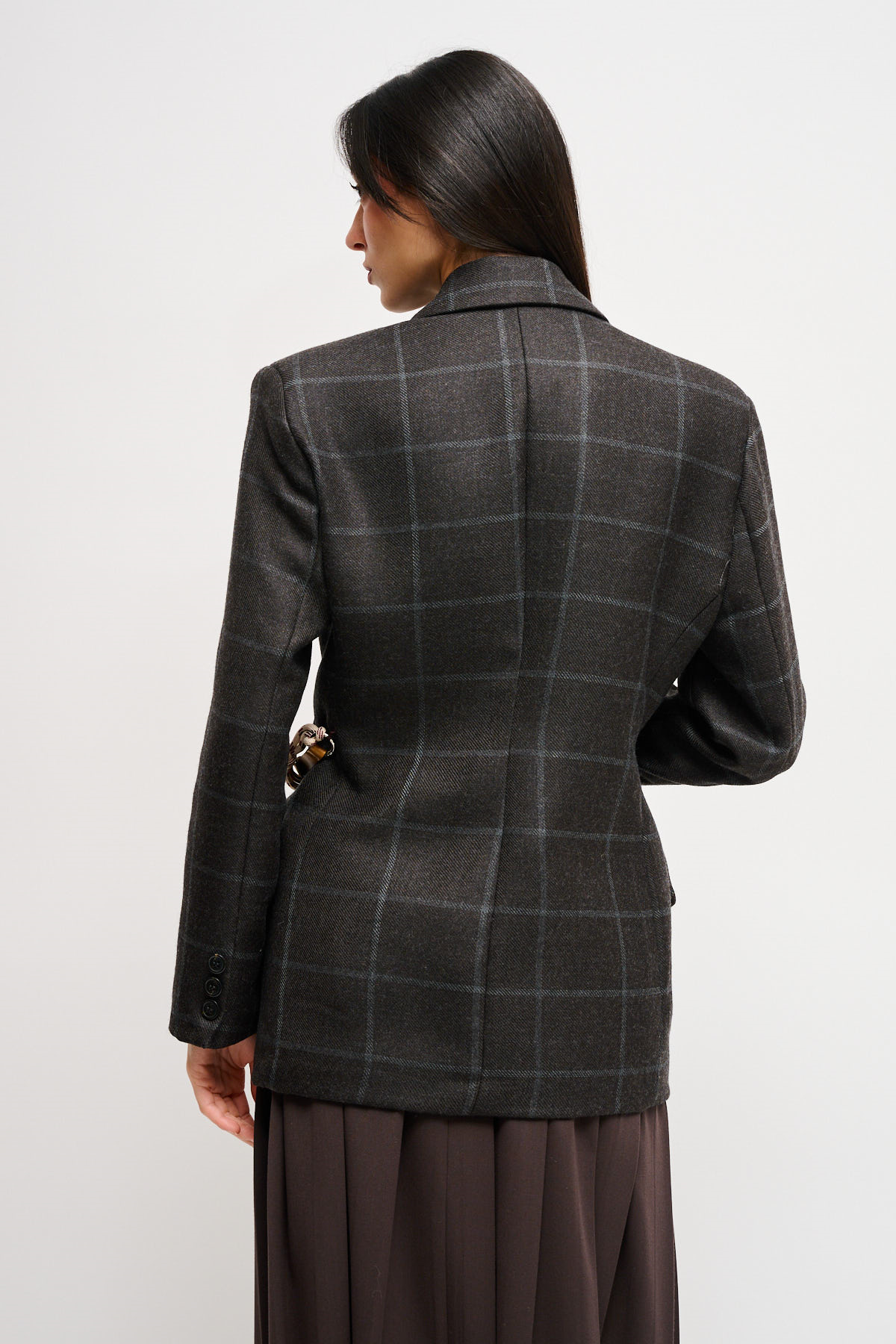 Maryley - Giacca doppiopetto fantasia check in misto lana