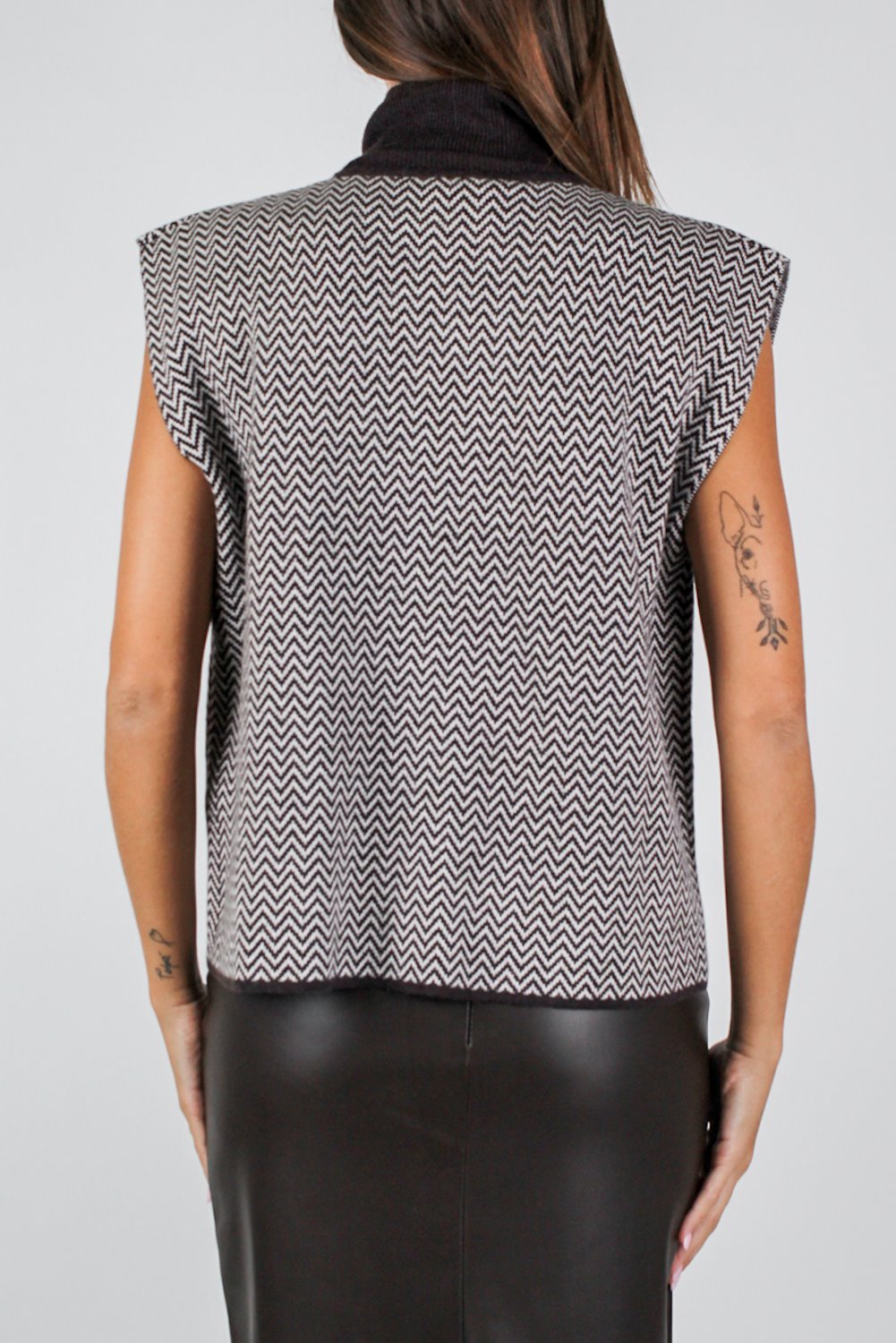 Maryley - Dolcevita giromaniche fantasia zig zag in misto lana e cashmere