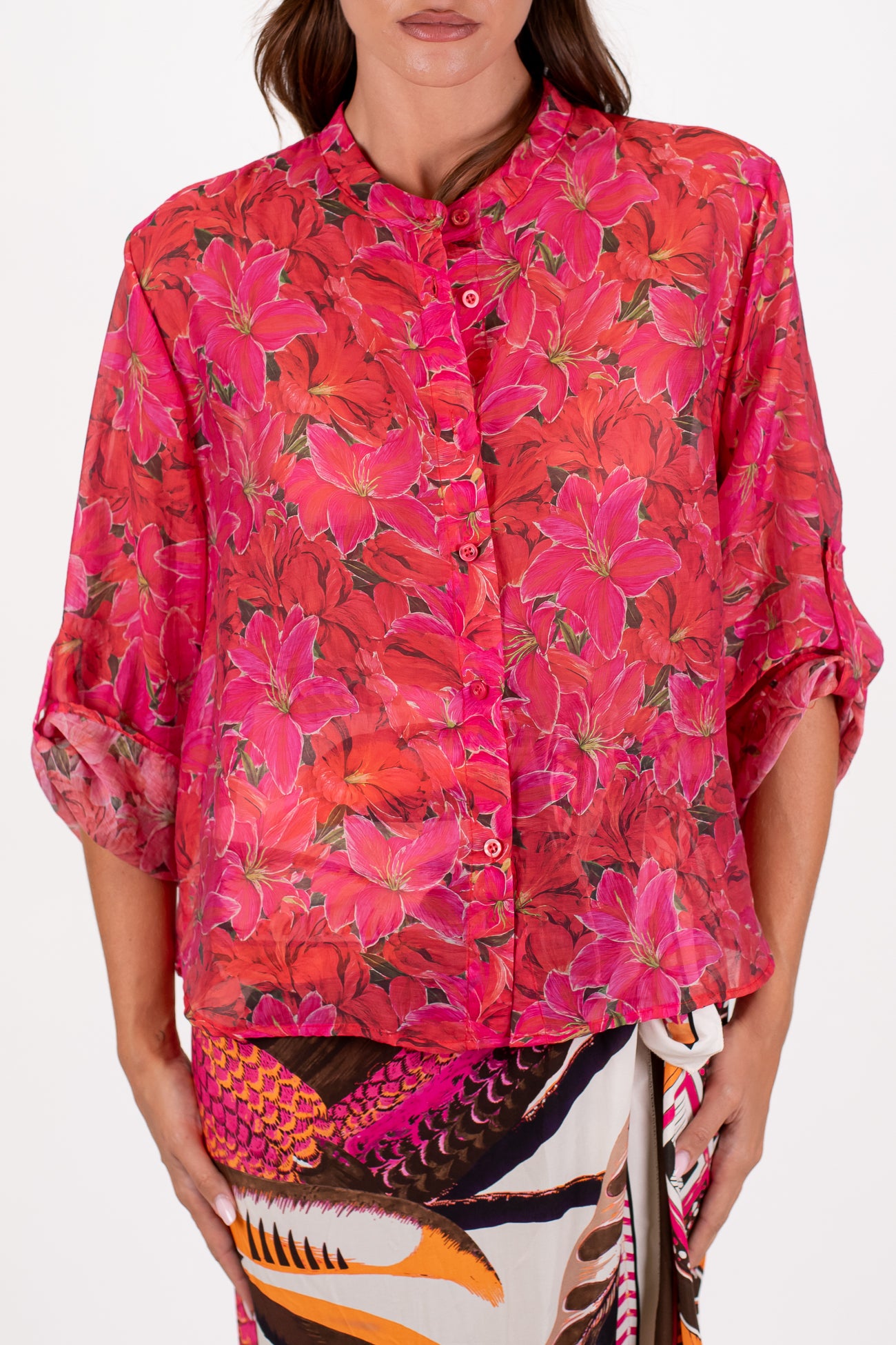 Haveone - Camicia in lyocell fantasia fiori
