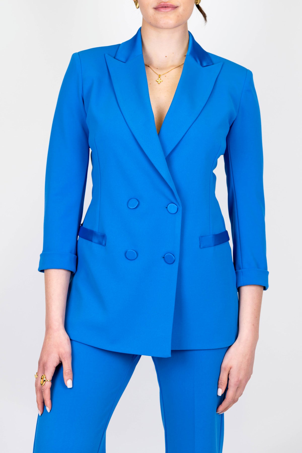 Imperial Giacca doppiopetto con rever a lancia in raso