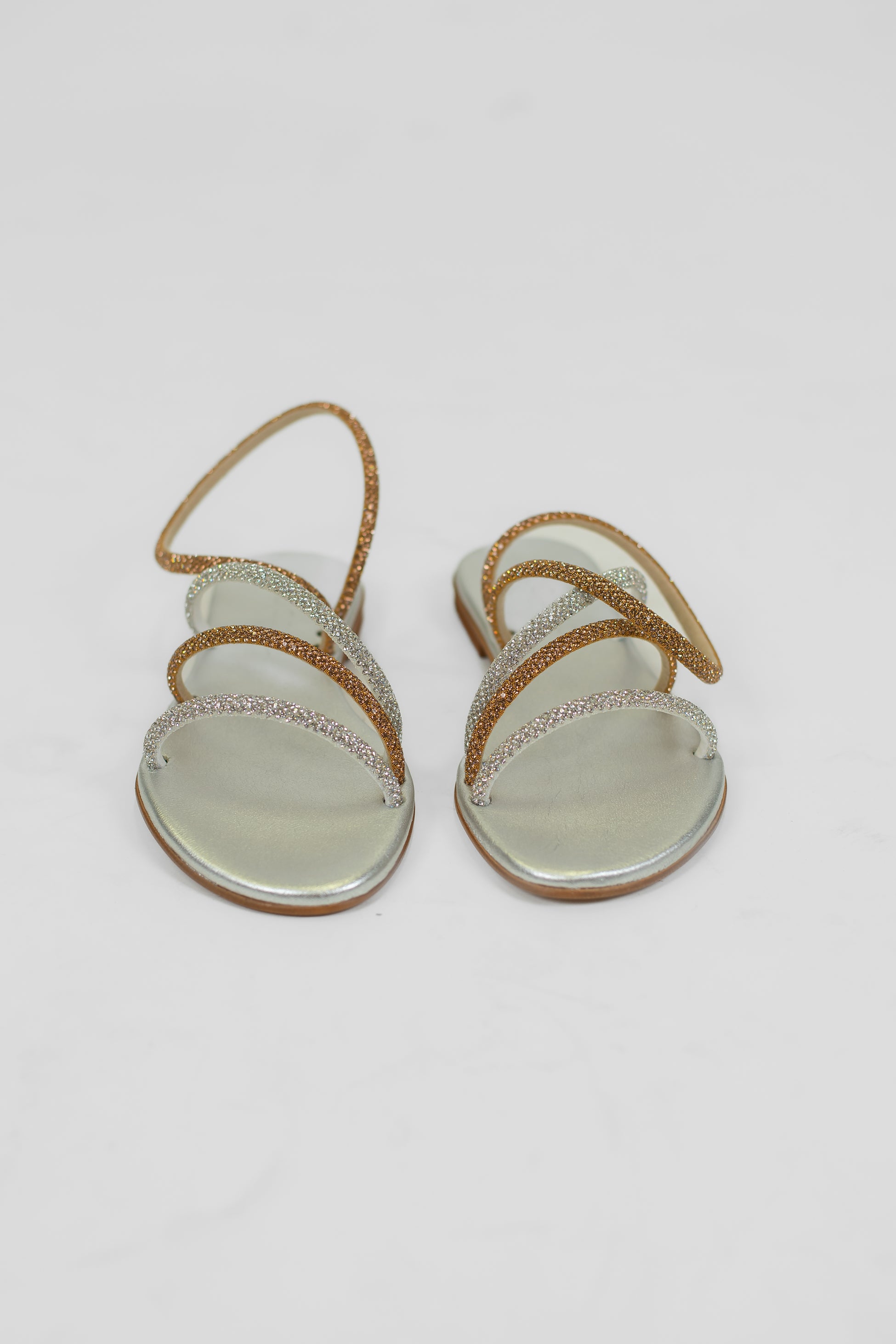 Mosaic - Sandalo con strass intrecciatoa due colori con sottopiede metallizzato