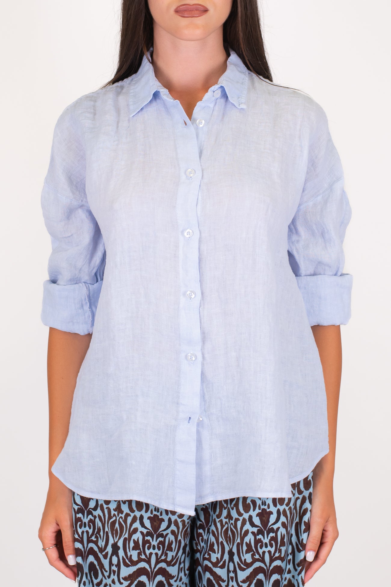 Tensione in - Camicia tinta unita in puro lino