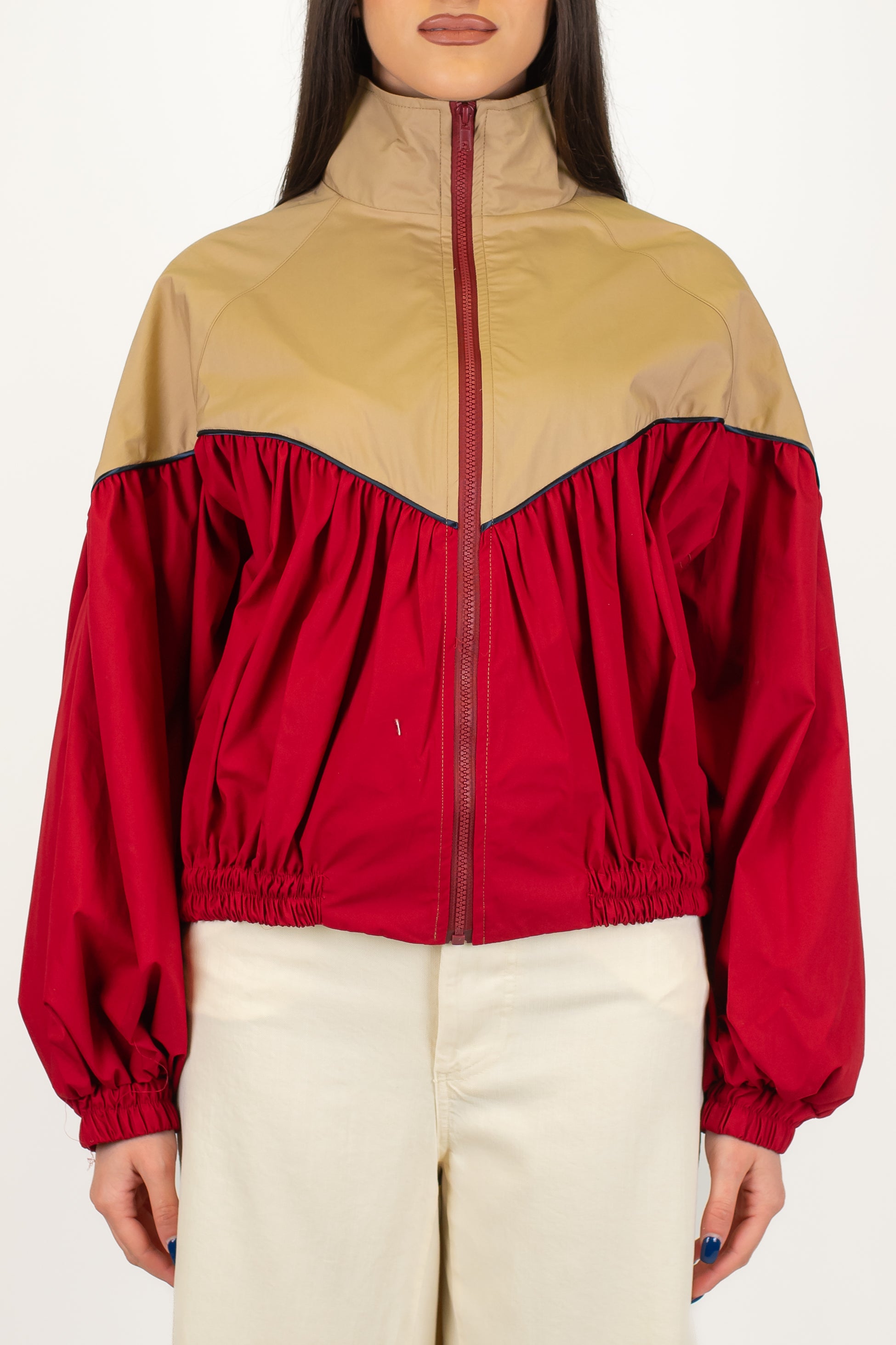 Tensione in - Bomber doppio colore con chiusura zip ed elastico in vita