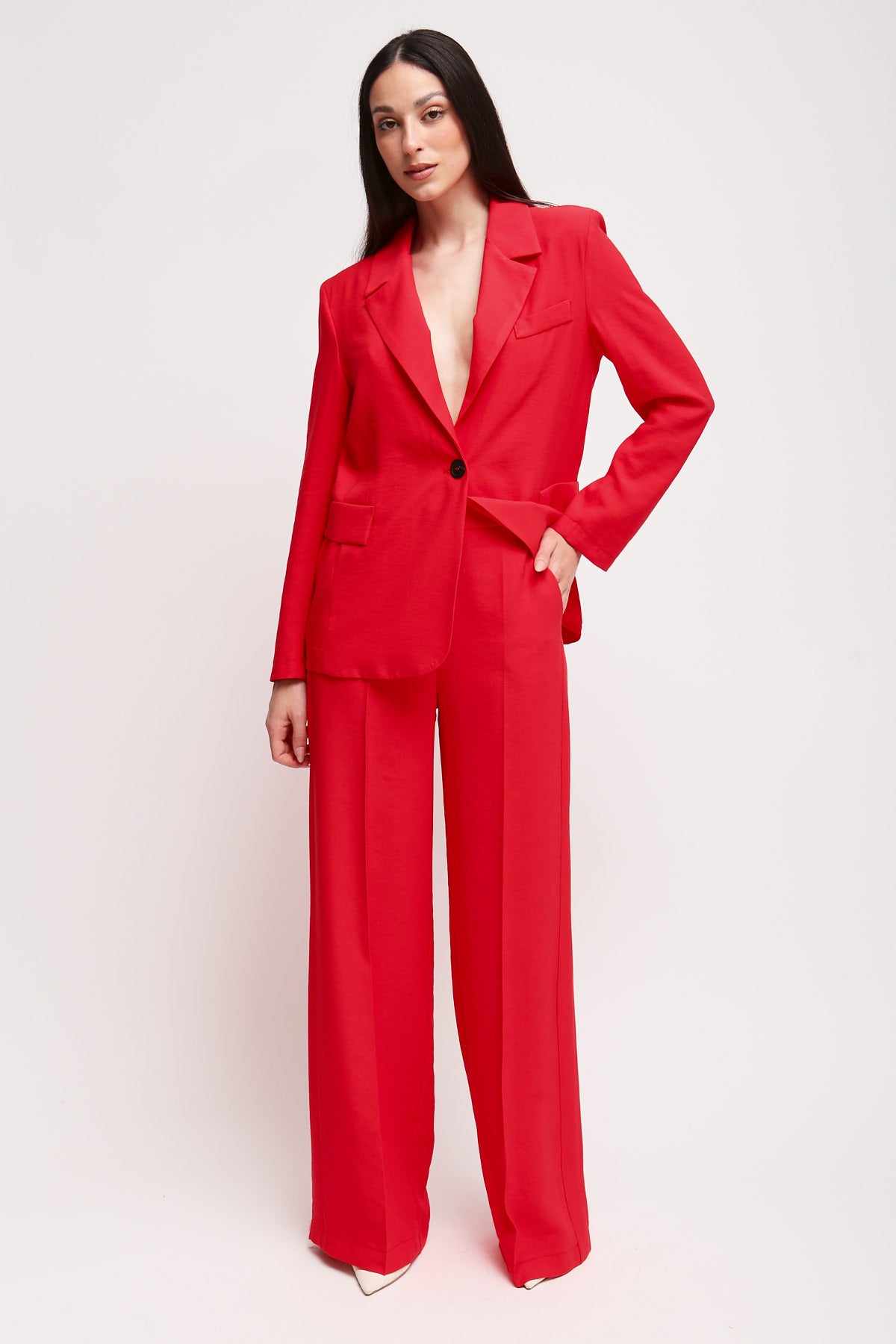 Maryley - Pantalone palazzo con elastico sul retro