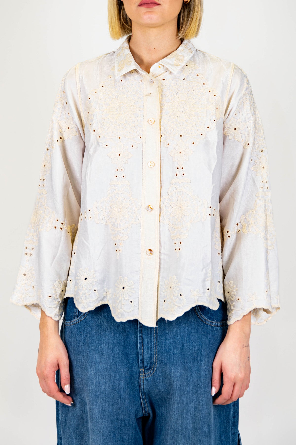 Haveone - Camicia con ricami in crochet