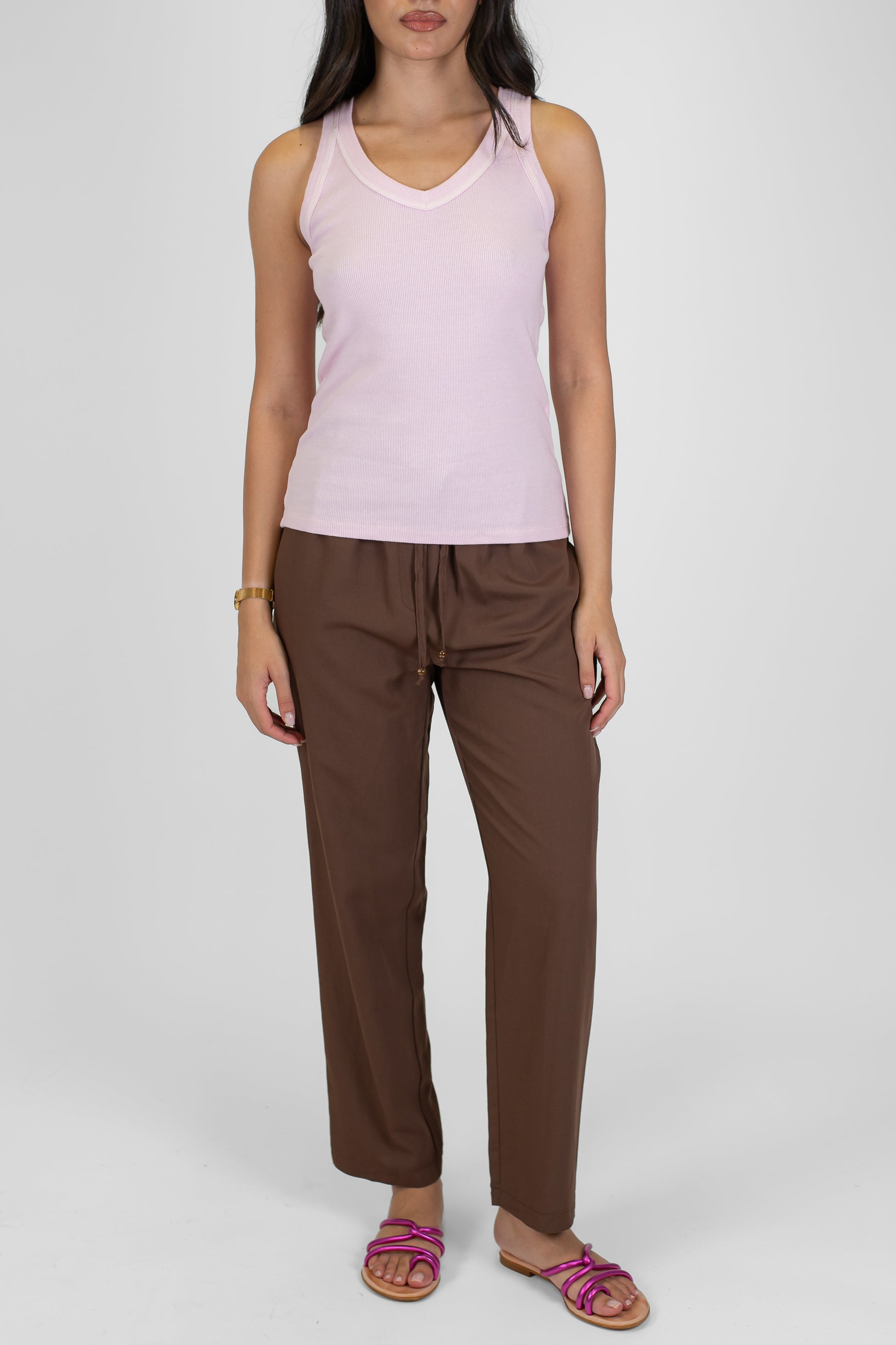 Motel - Pantalone in misto lino e viscosa con coulisse