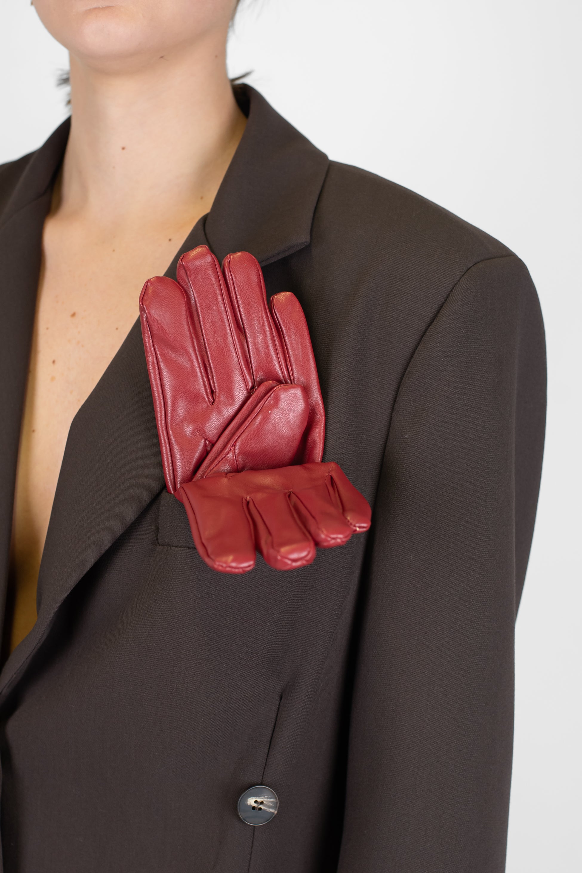 Motel - Giacca monopetto in punto milano con spalline e guanti