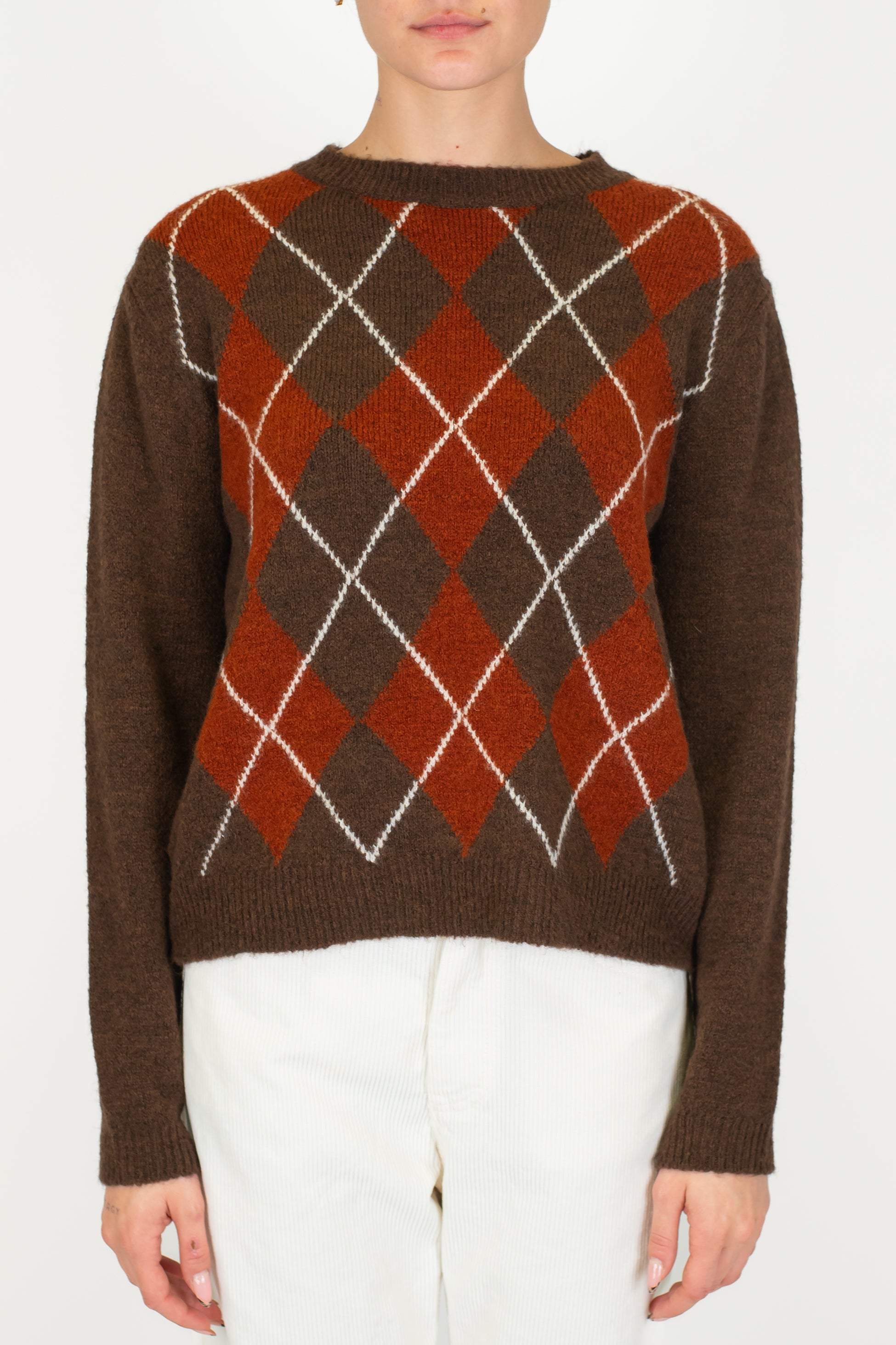 Haveone - Maglia fantasia rombi a contrasto in misto lana