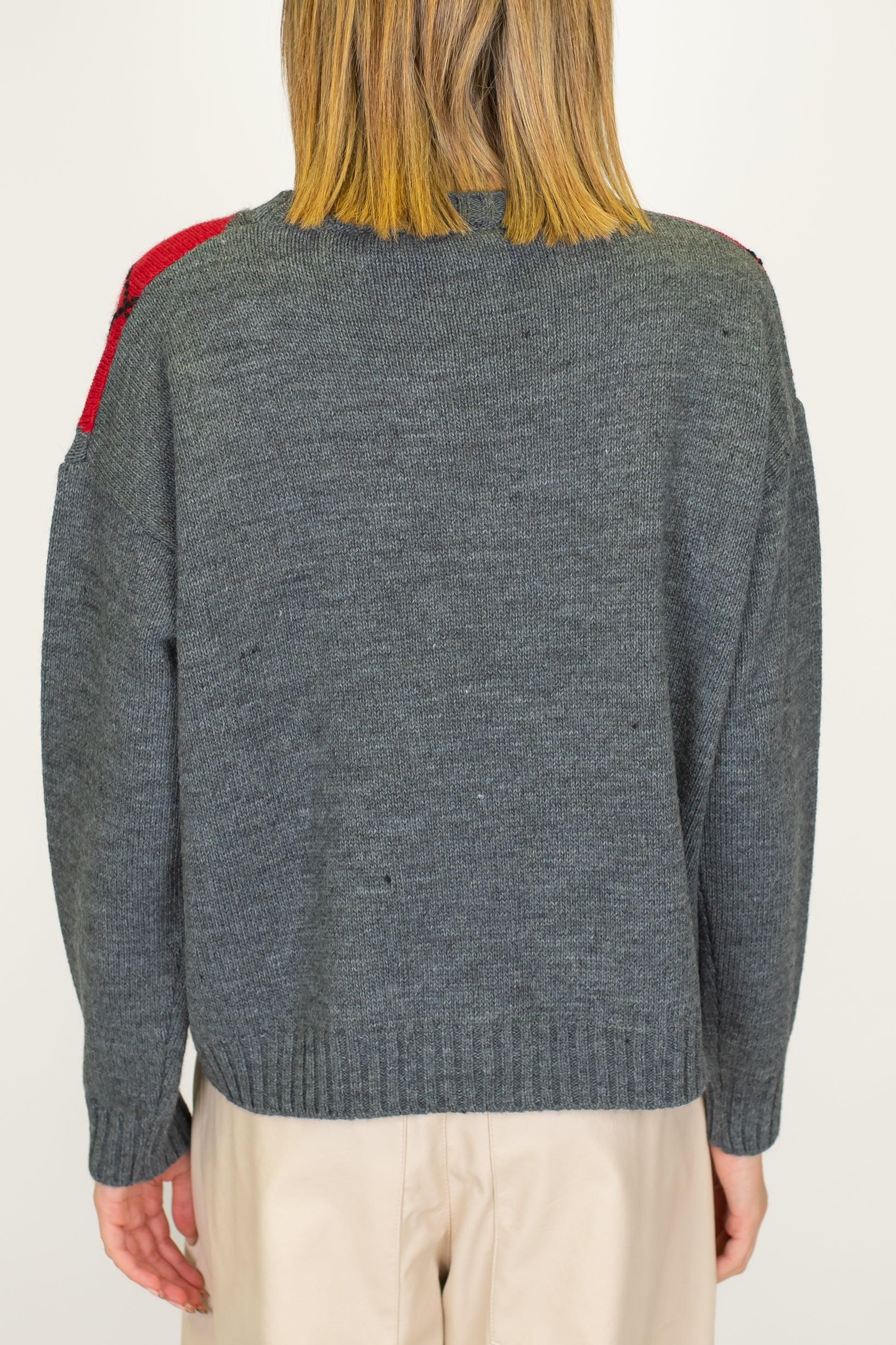 Haveone - Maglia girocollo fantasia rombi a contrasto in misto lana