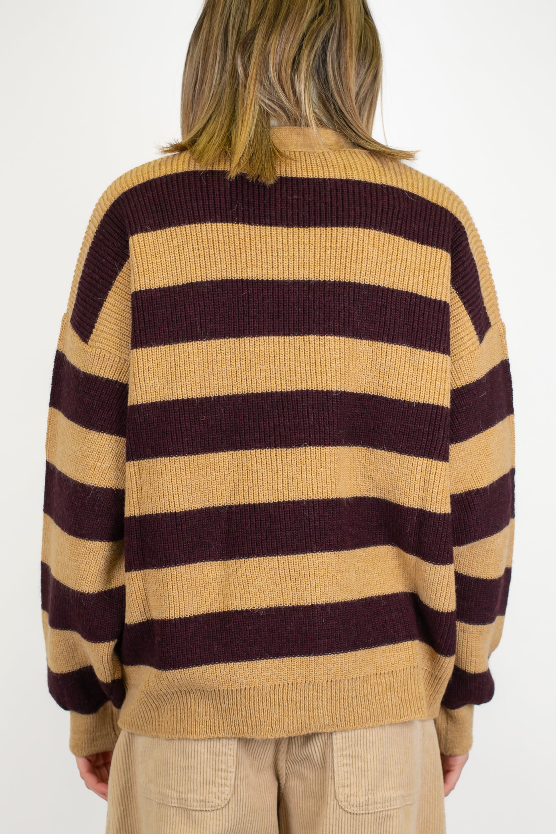 Kontatto - Cardigan over fantasia righe a contrasto in misto lana