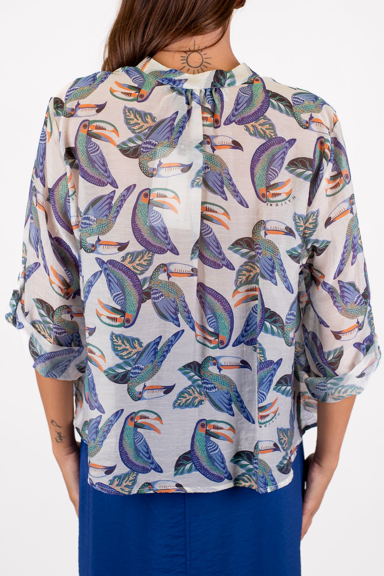 Haveone - Camicia in lyocell fantasia tucani