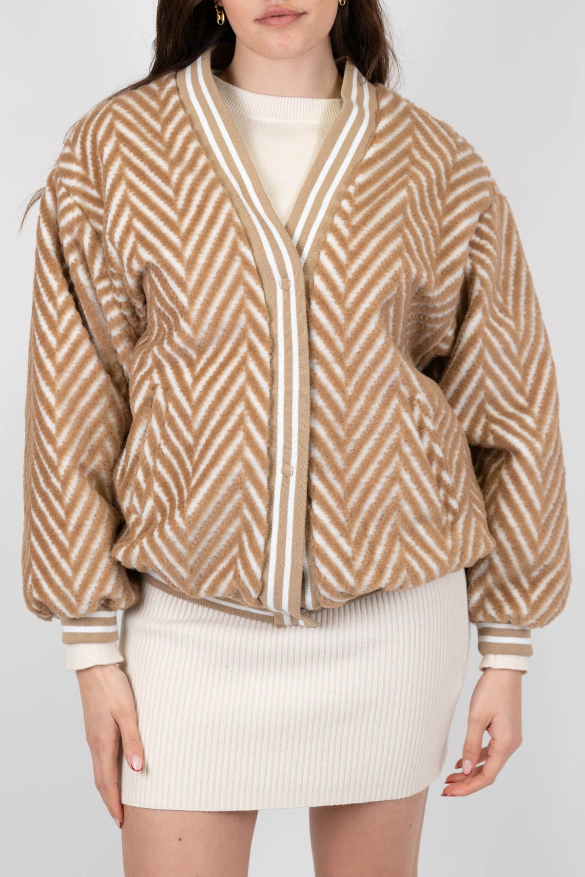 Dixie - Bomber fantasia spigata in misto lana