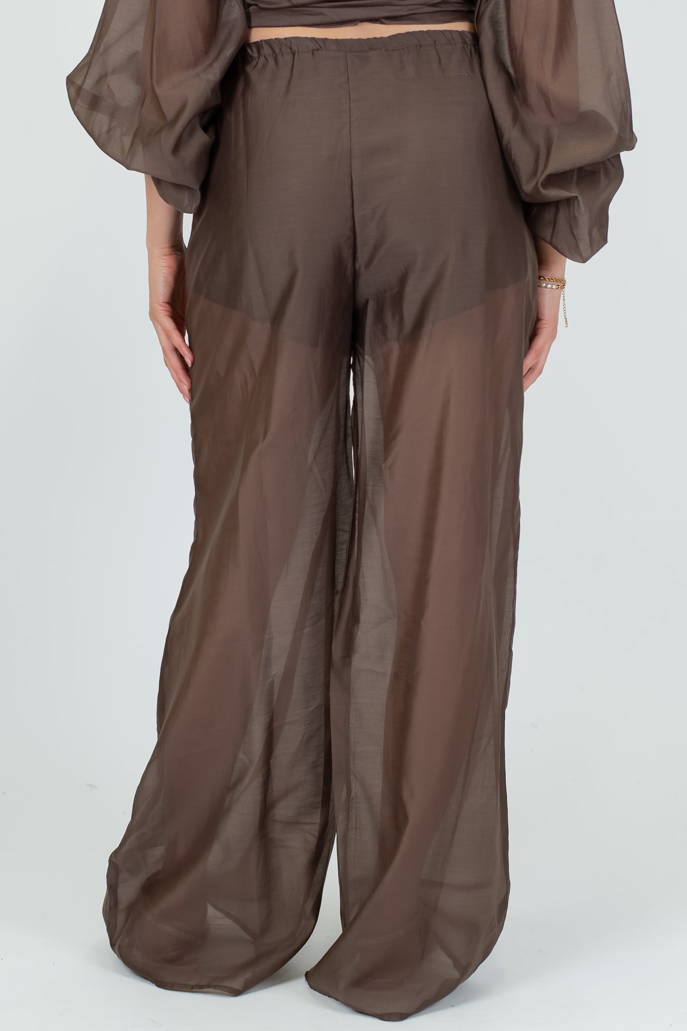 Haveone - Pantalone palazzo con elastico in vita in lyocell