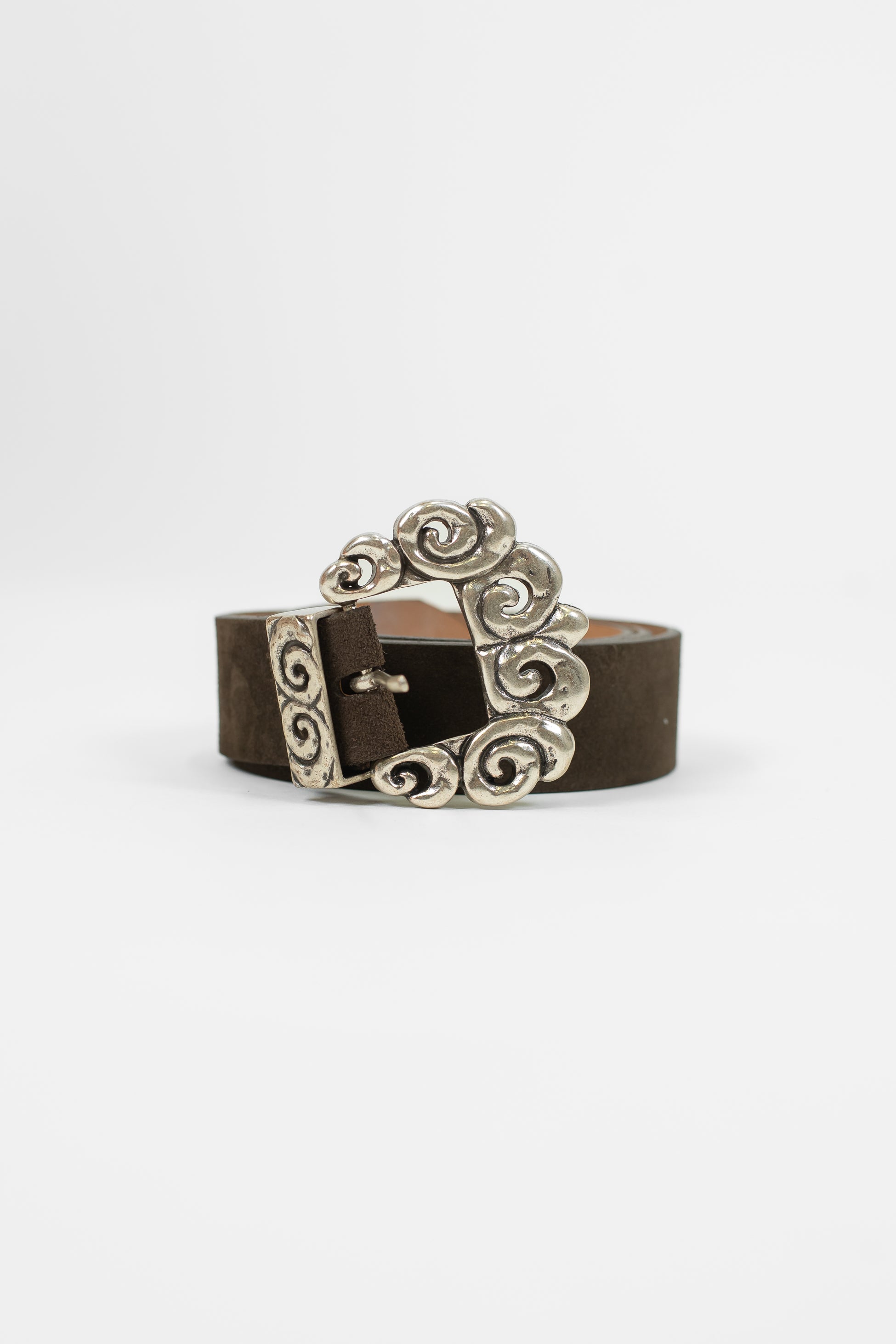 Haveone - Cintura in pelle scamosciata con fibbia tramata in acciaio