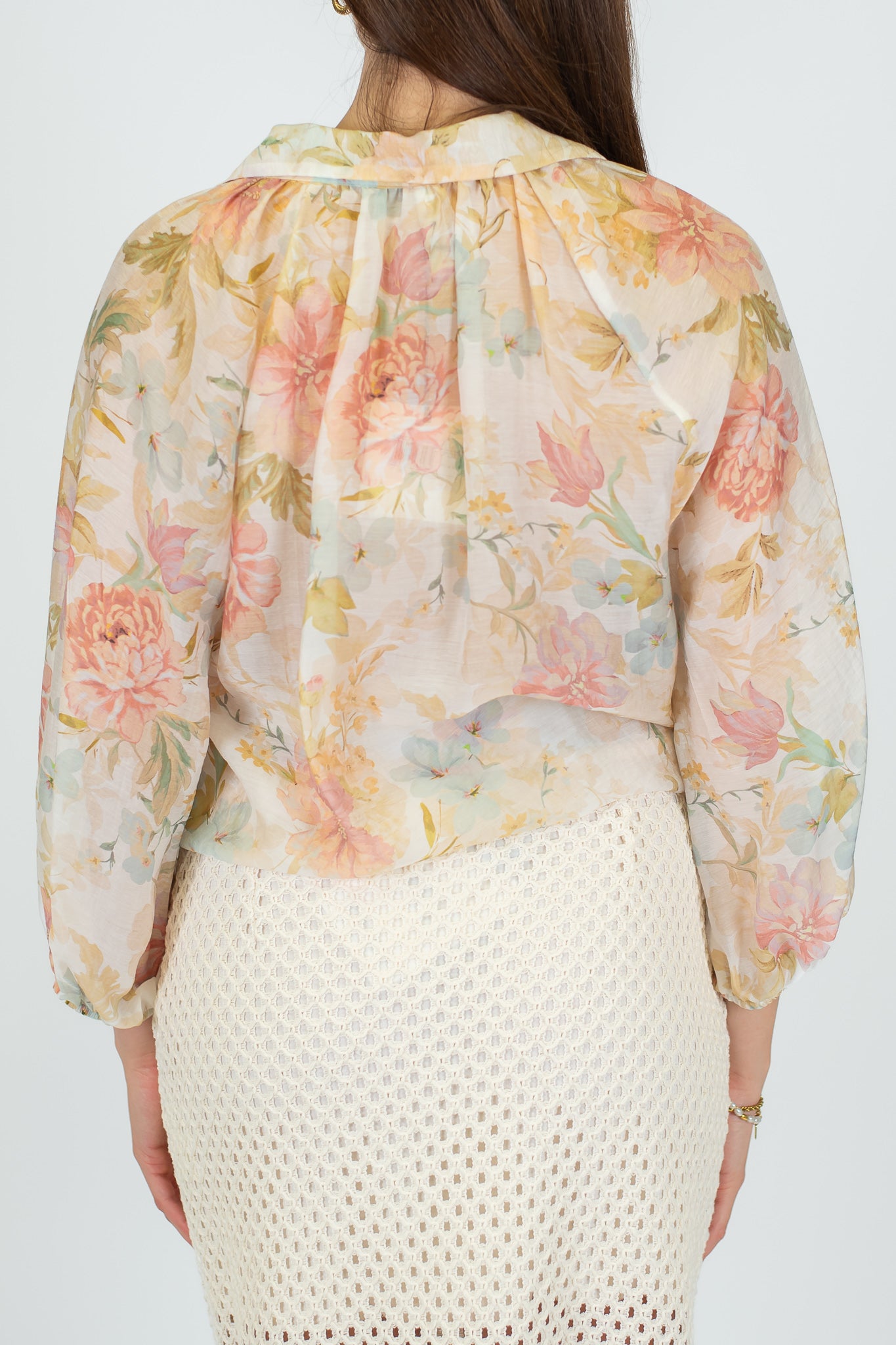 Tensione in - Camicia fantasia floreale in lyocell con manica a palloncino