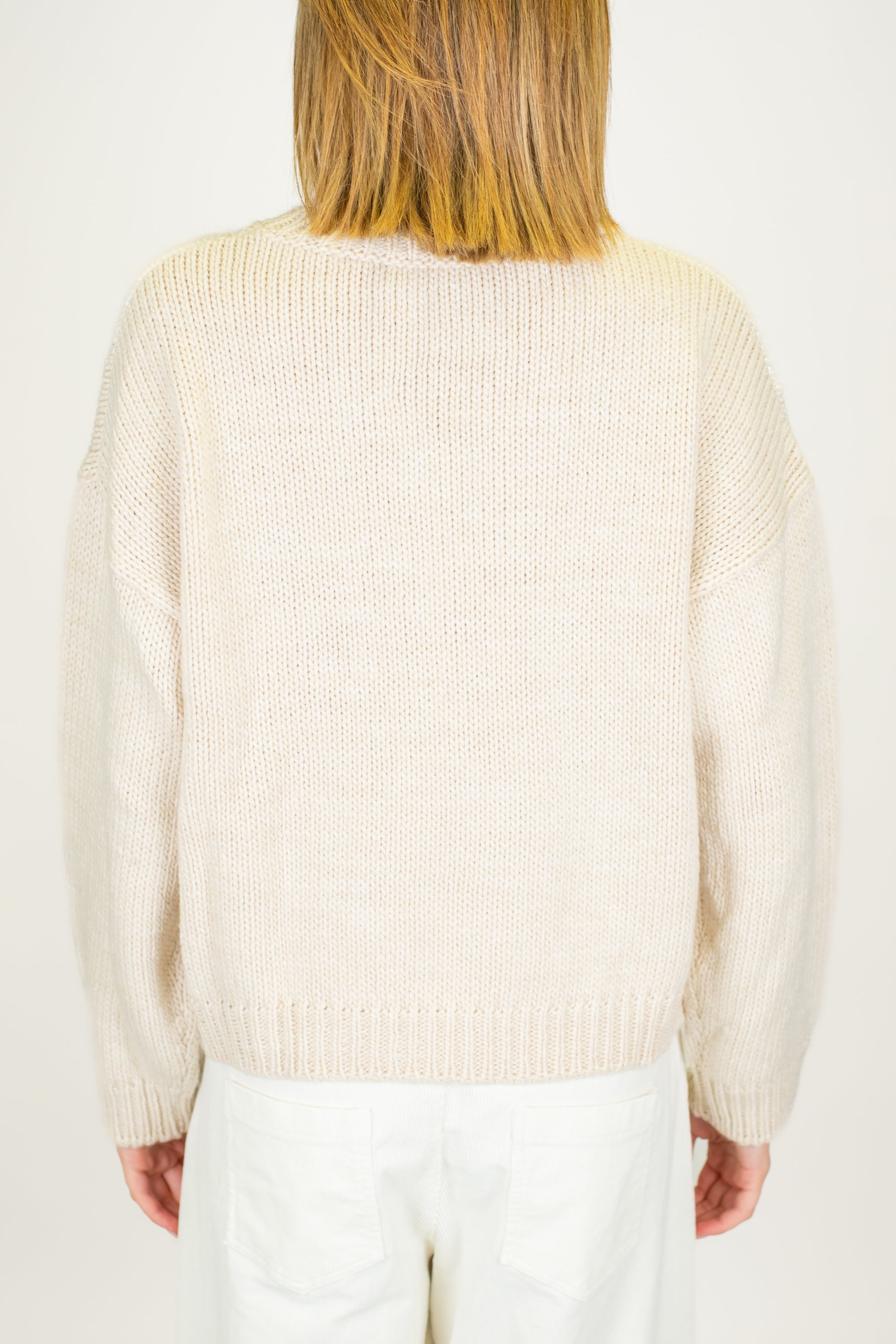 Motel - Maglia over fantasia rombi a contrasto in misto lana con paillettes