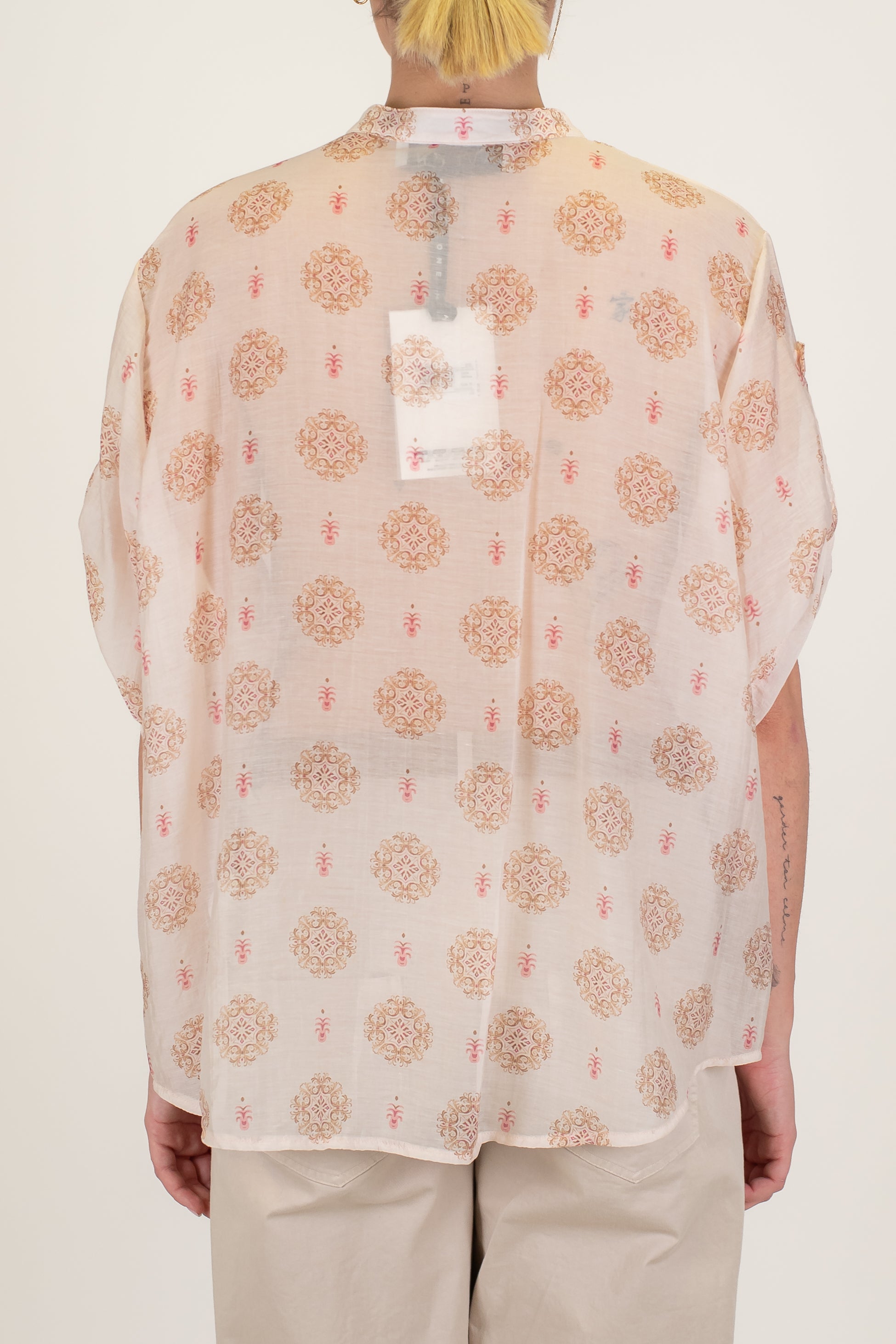 Haveone - Camicia mezzamanica fantasia astratta in lyocell