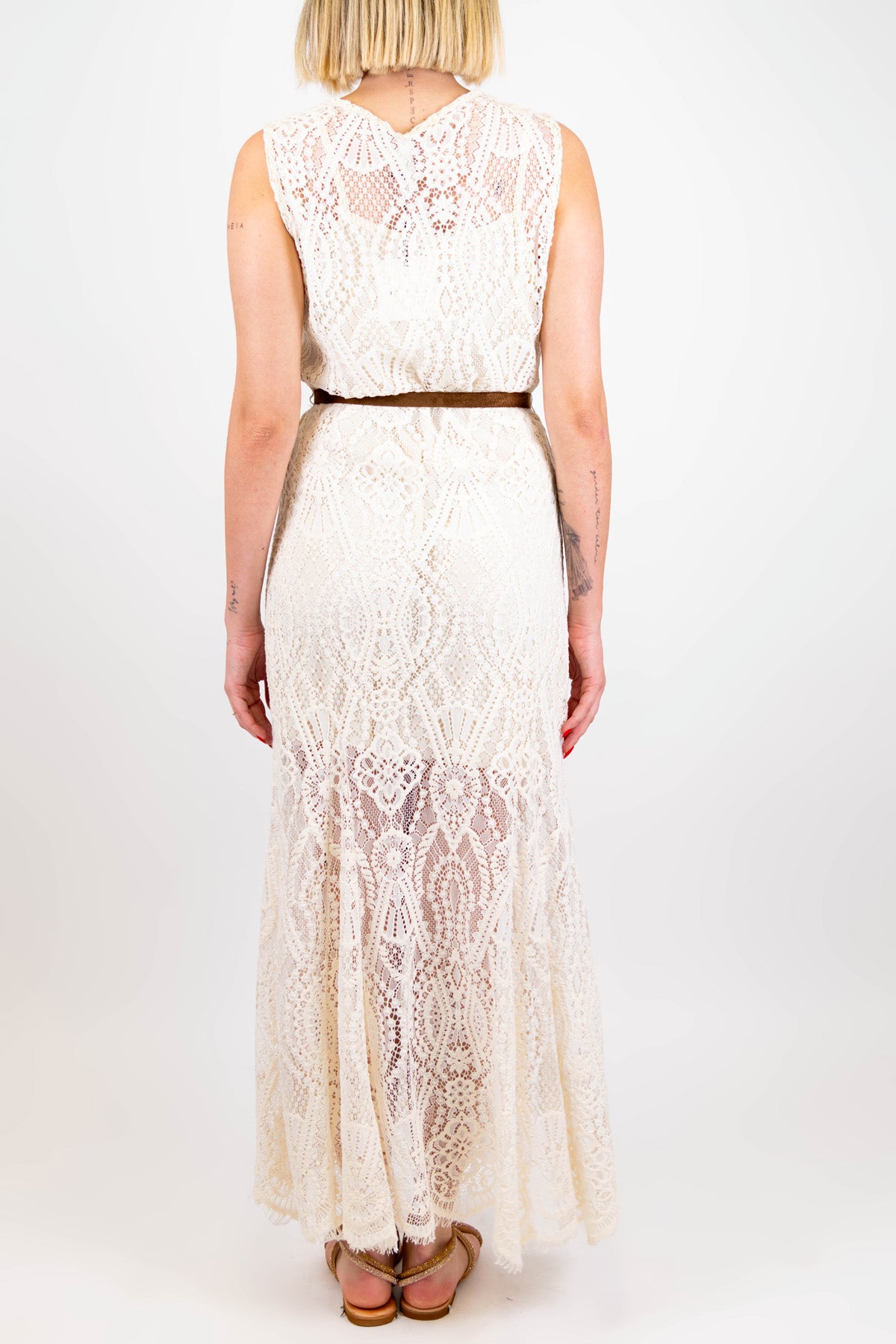 Tensione in - Abito lungo giromaniche in crochet