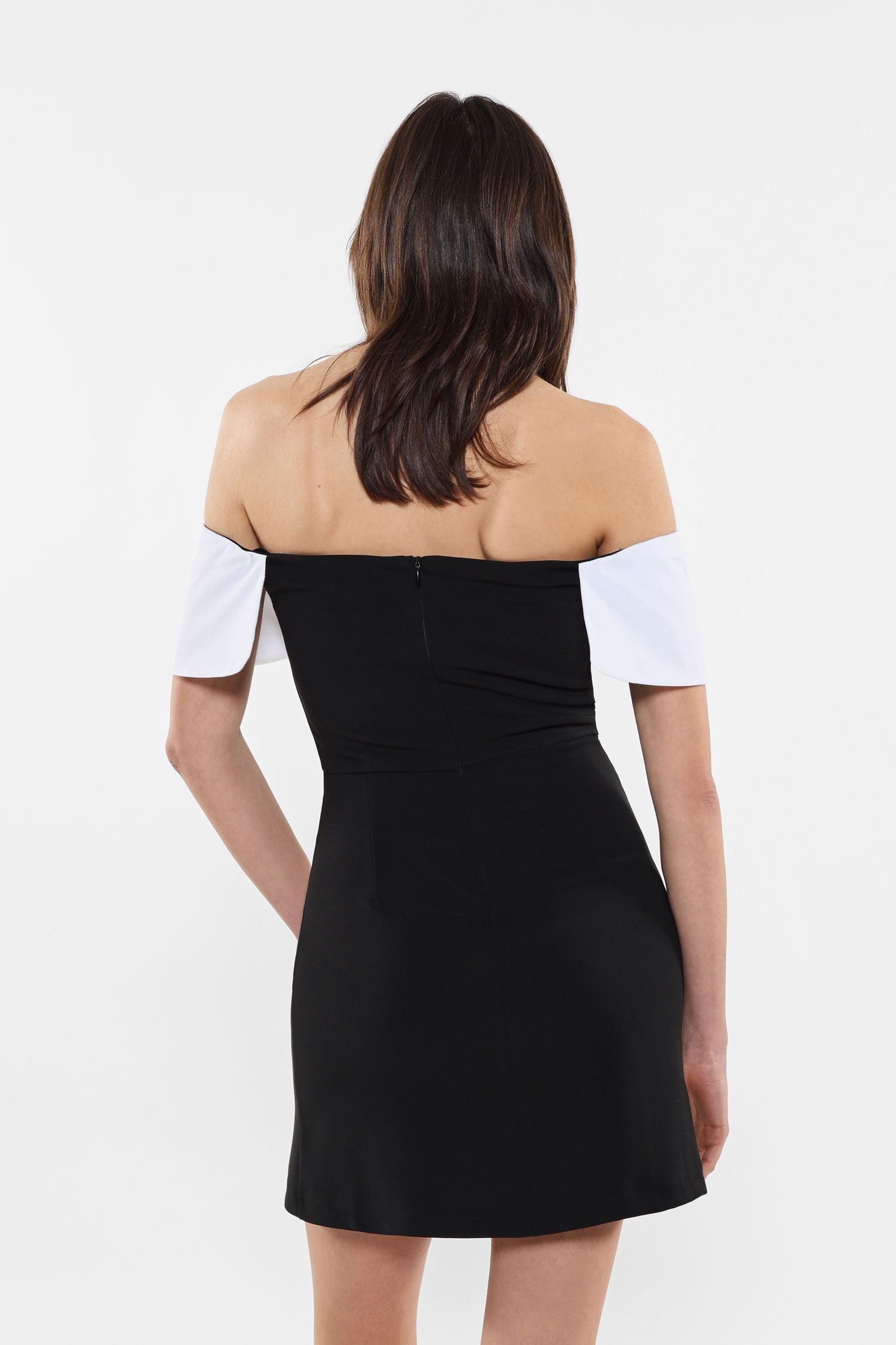 Imperial - Abito corto cut-out scollo shiffer con fiocco a contrasto