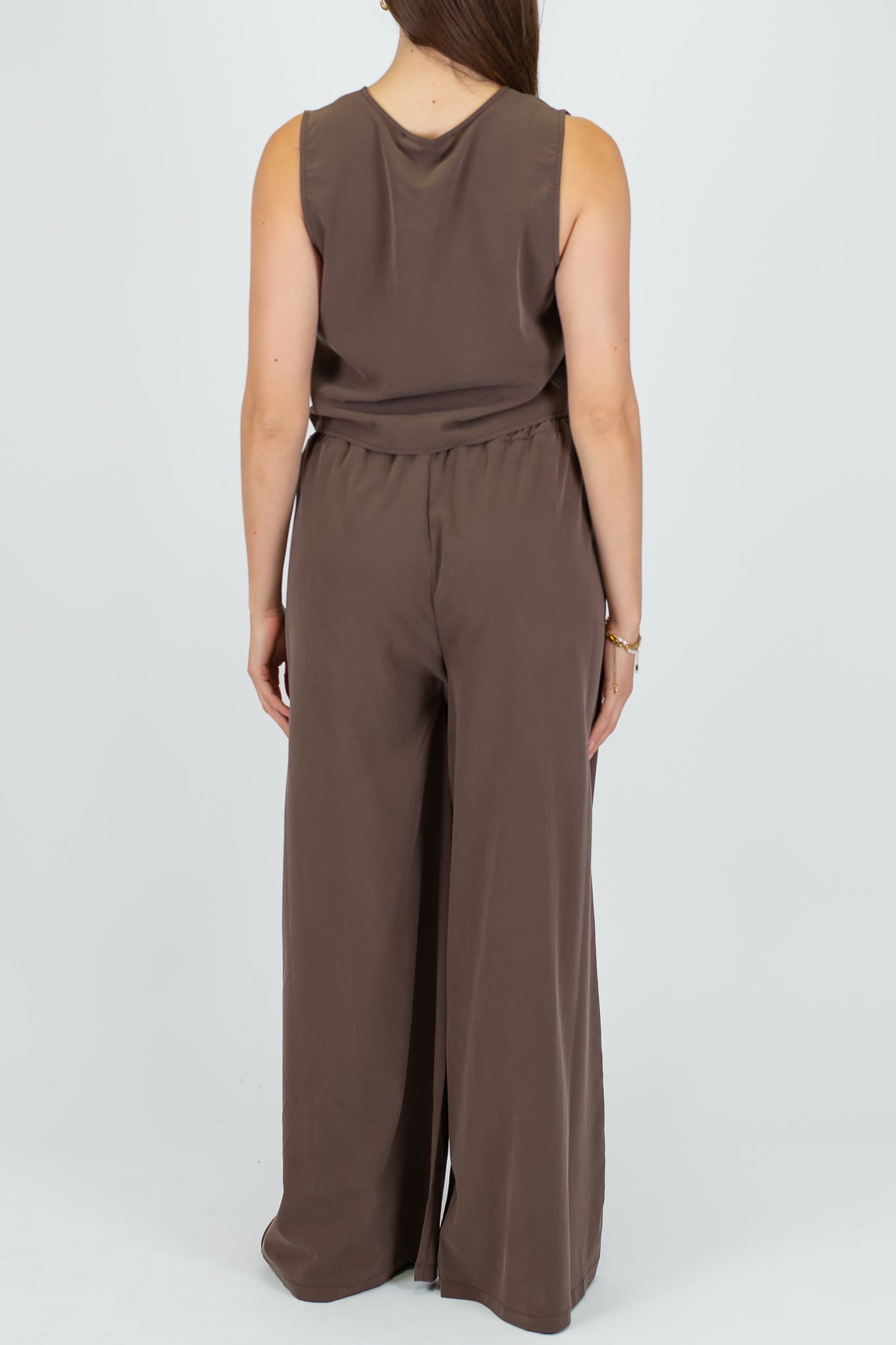 Haveone - Coordinato Gilet con lacci e pantalone palazzo in cupro