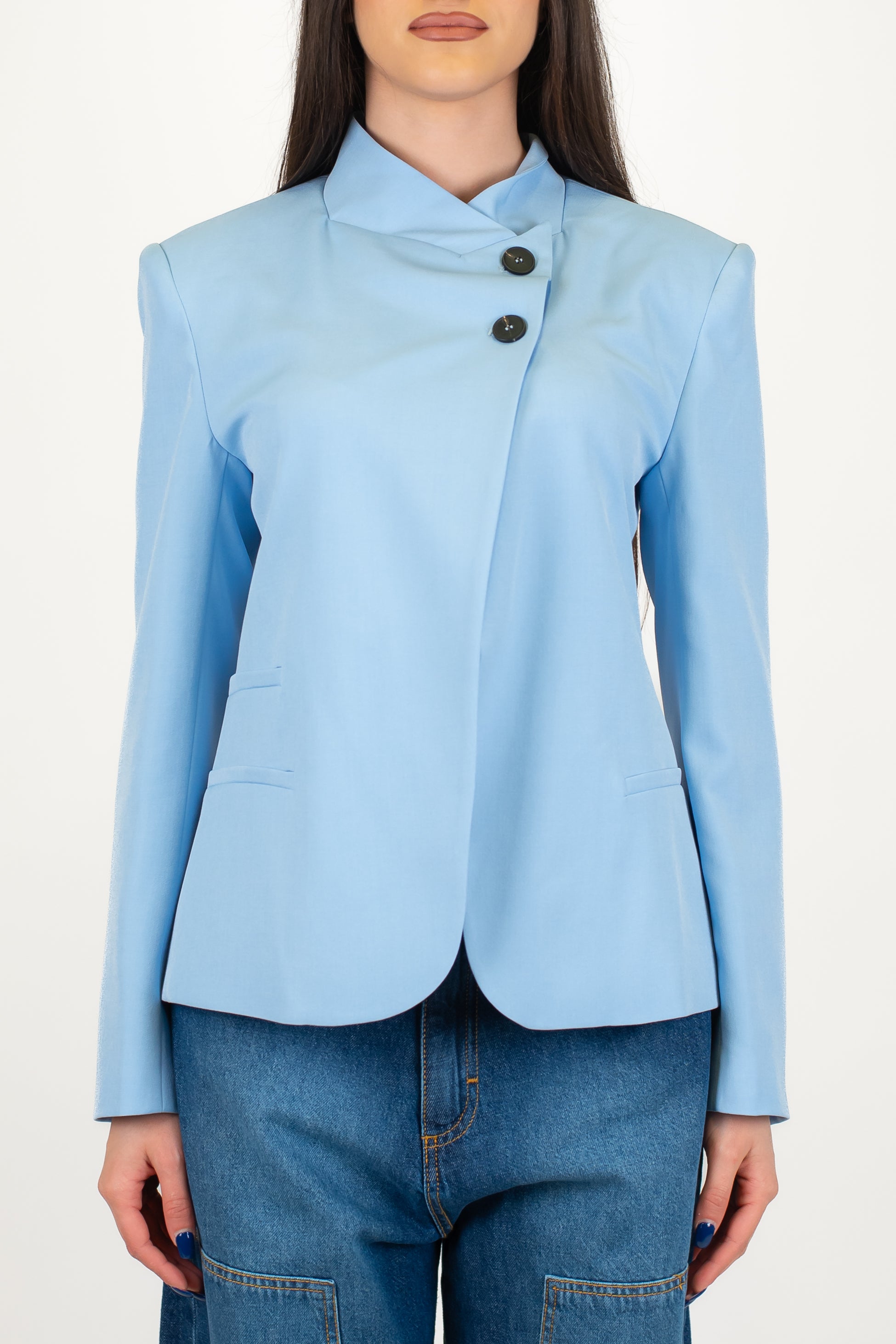 Haveone - Giacca coreana con chiusura superiore asimmetrica e spalline