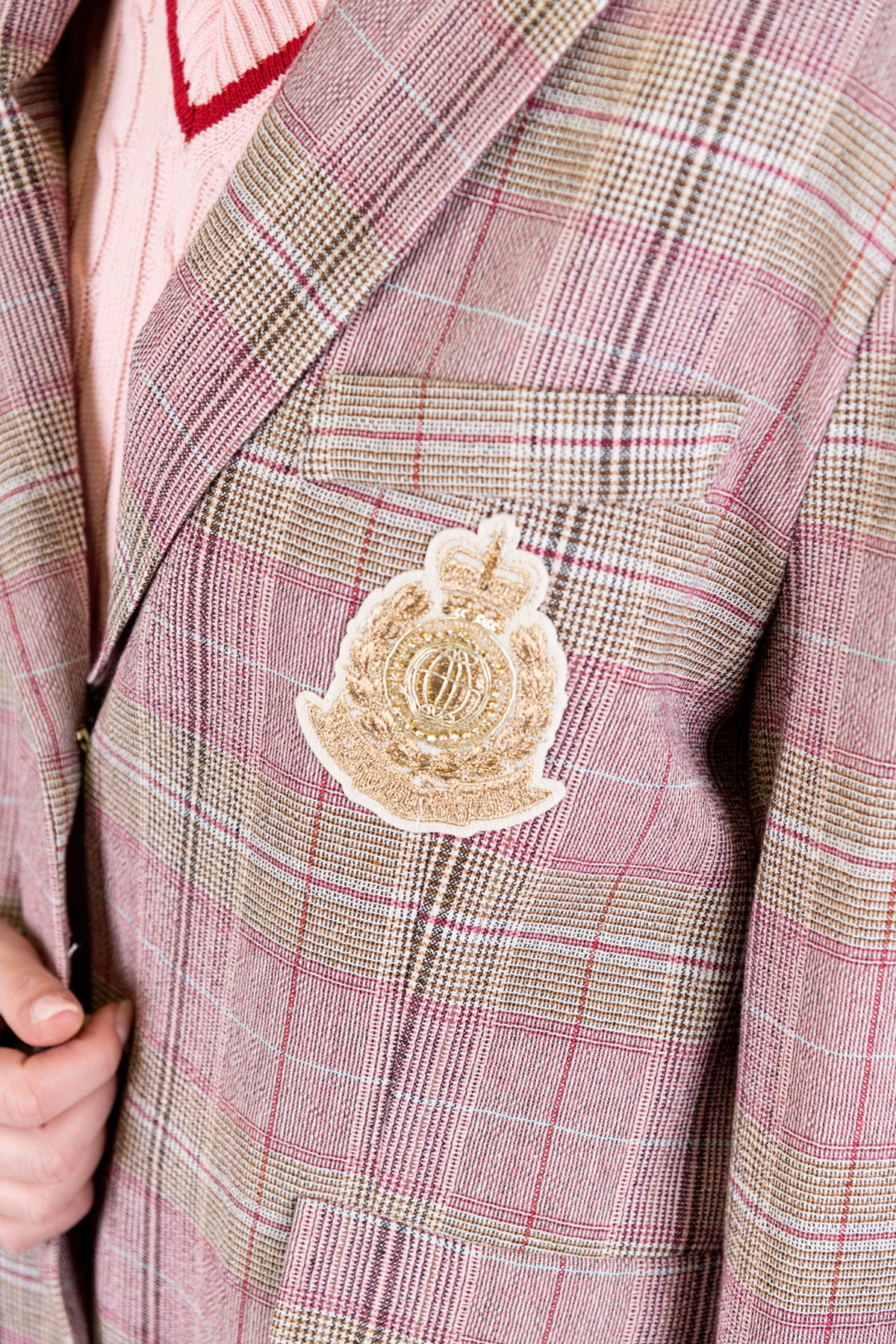 Tensione in - Giacca monpetto fantasia principe di galles con patch sul taschino