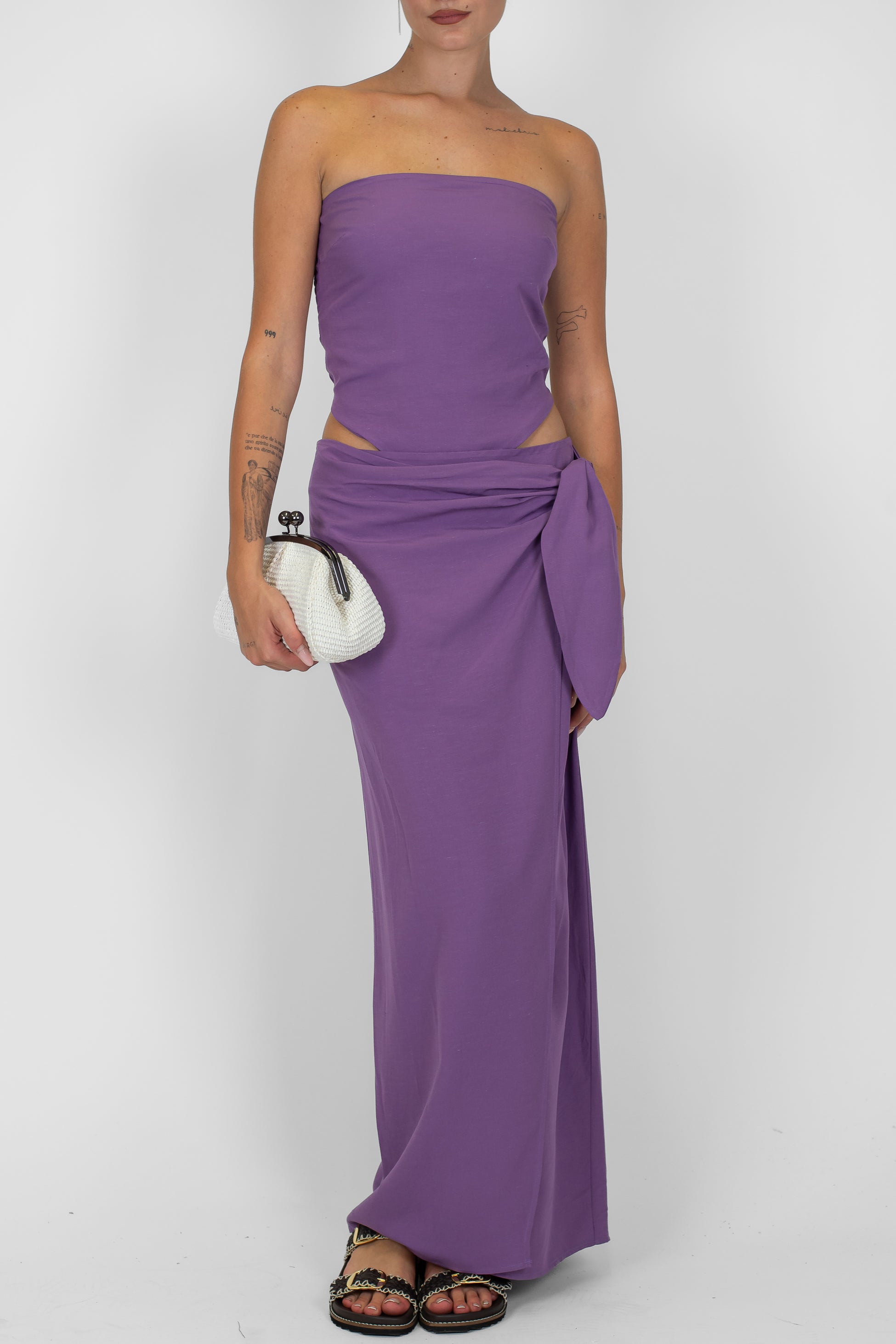 Tensione in - Gonna pareo in misto viscosa e lino