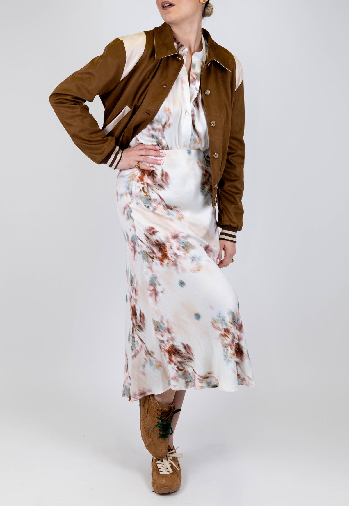 Dixie - Gonna fantasia floreale in viscosa con elastico in vita