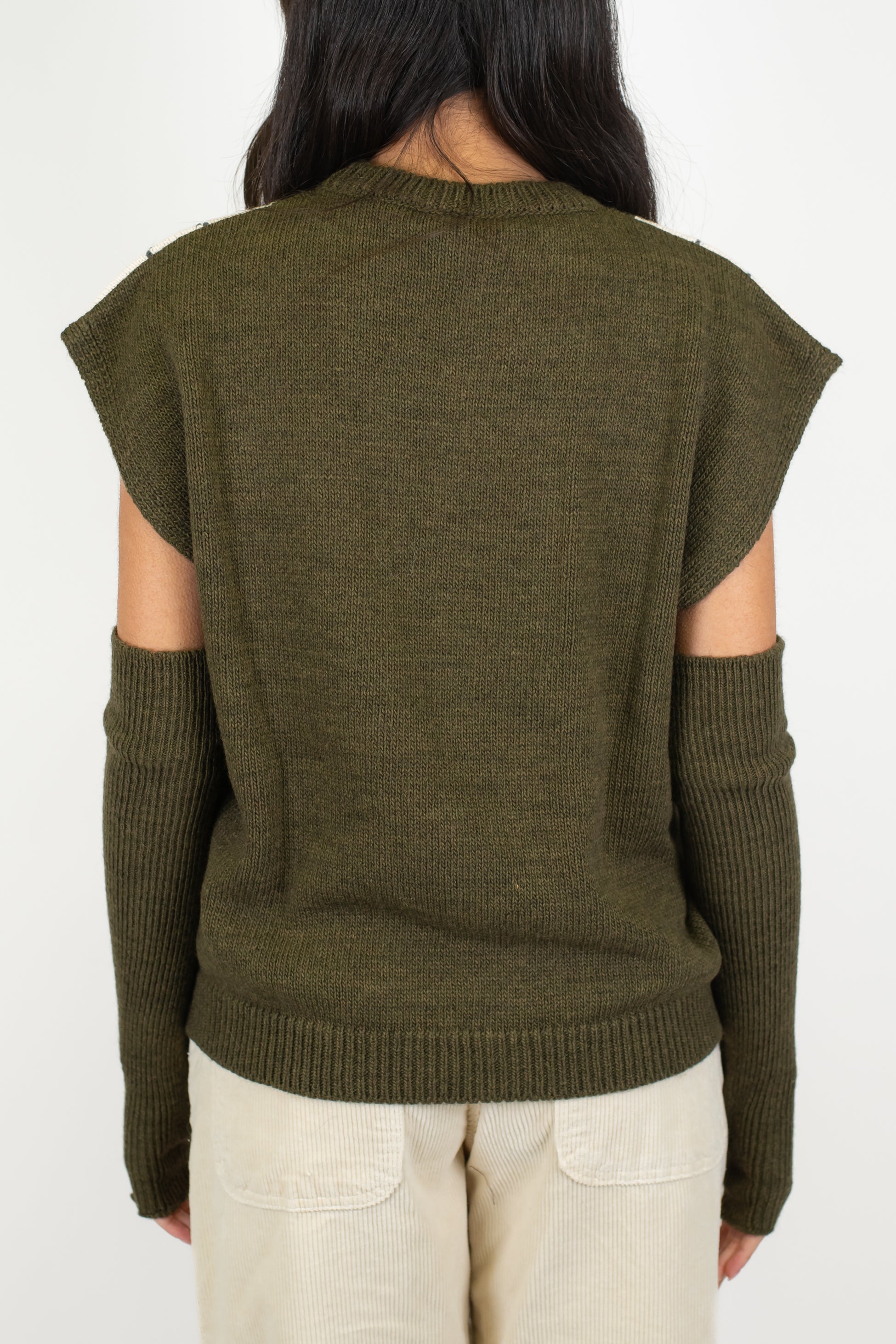 Tensione in - Maglia fantasia rombi a contrasto in misto lana con manicotti