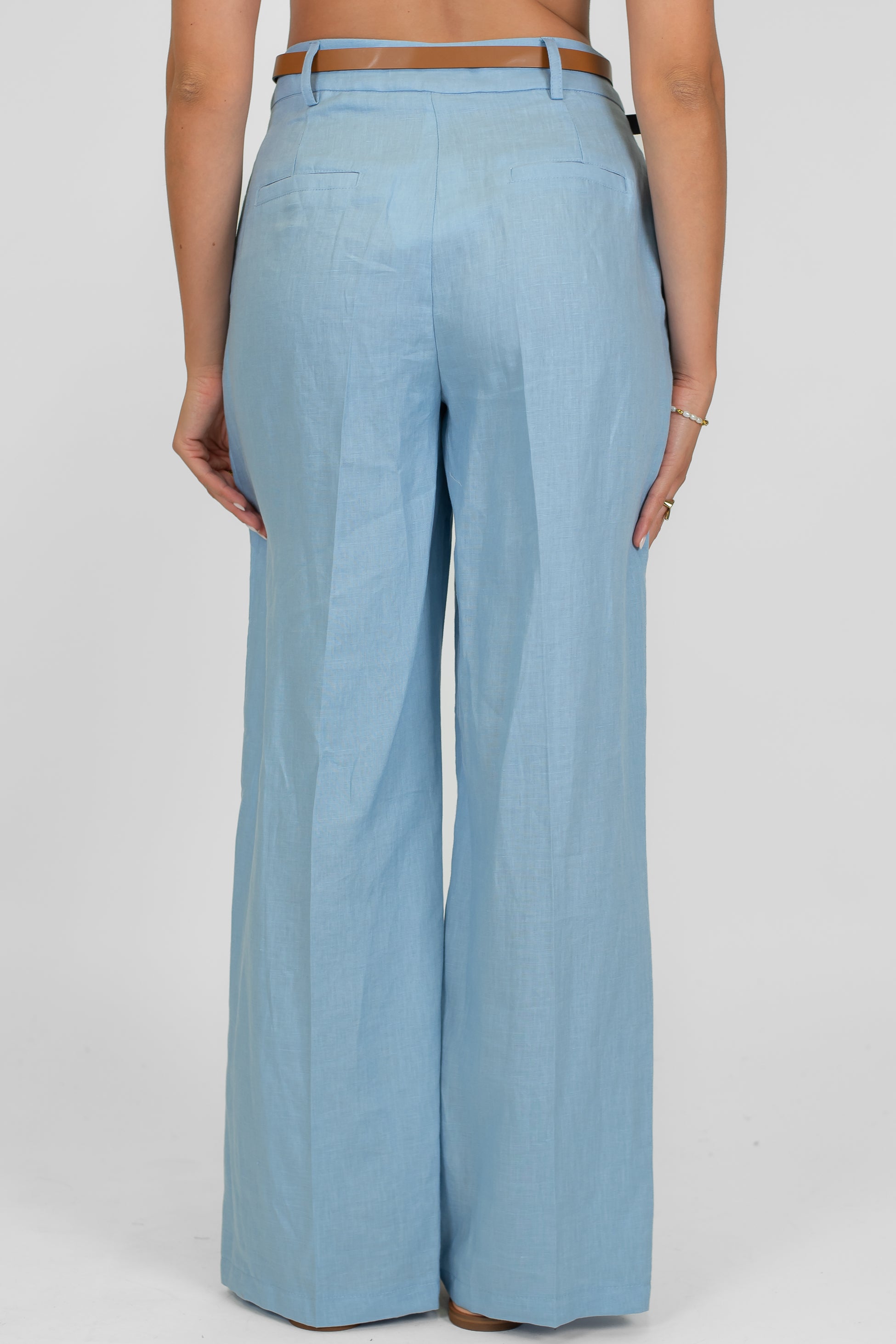 Tensione in - Pantalone palazzo in puro lino