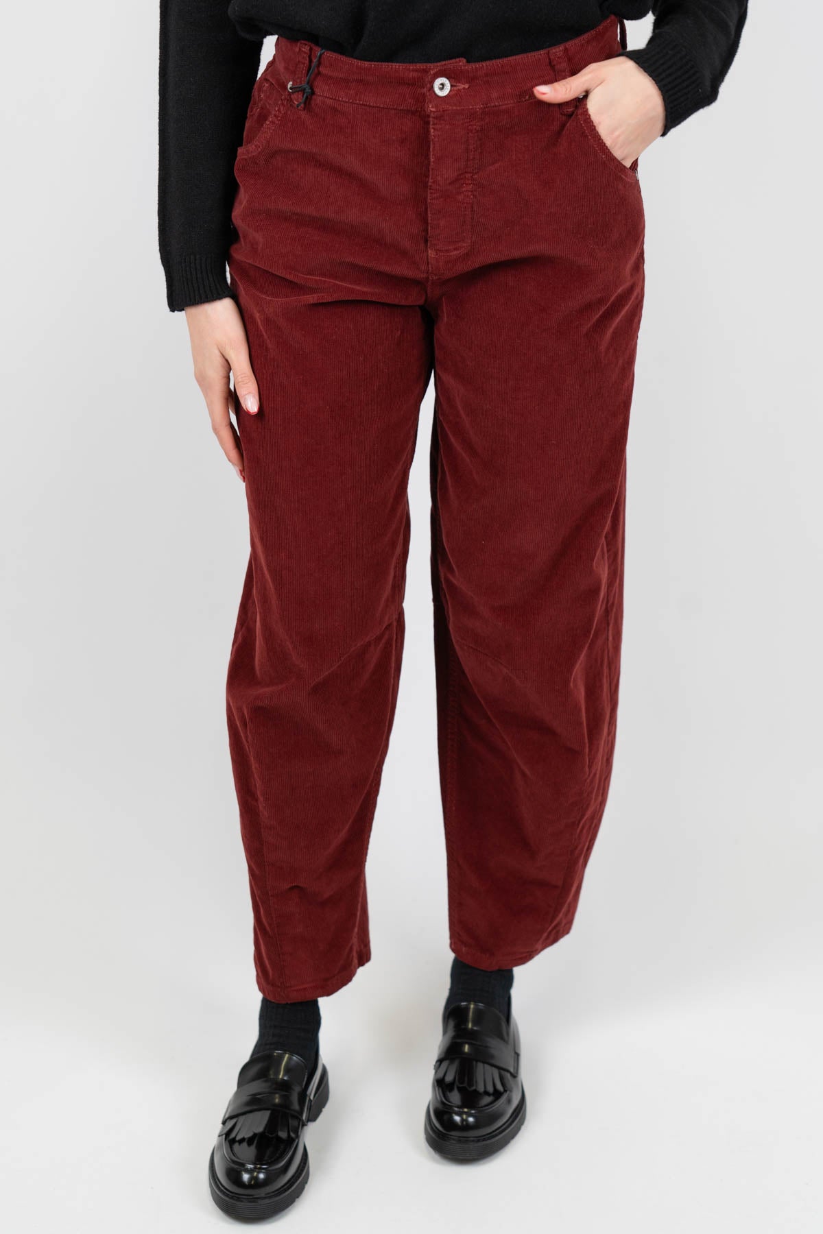 Please - Pantalone regular millerighe in velluto