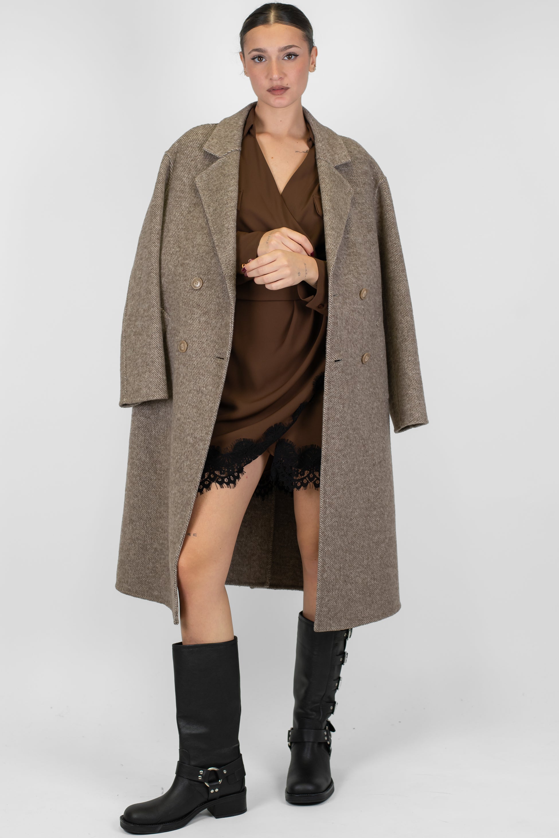 Maryley - Cappotto doppiopetto over in misto lana