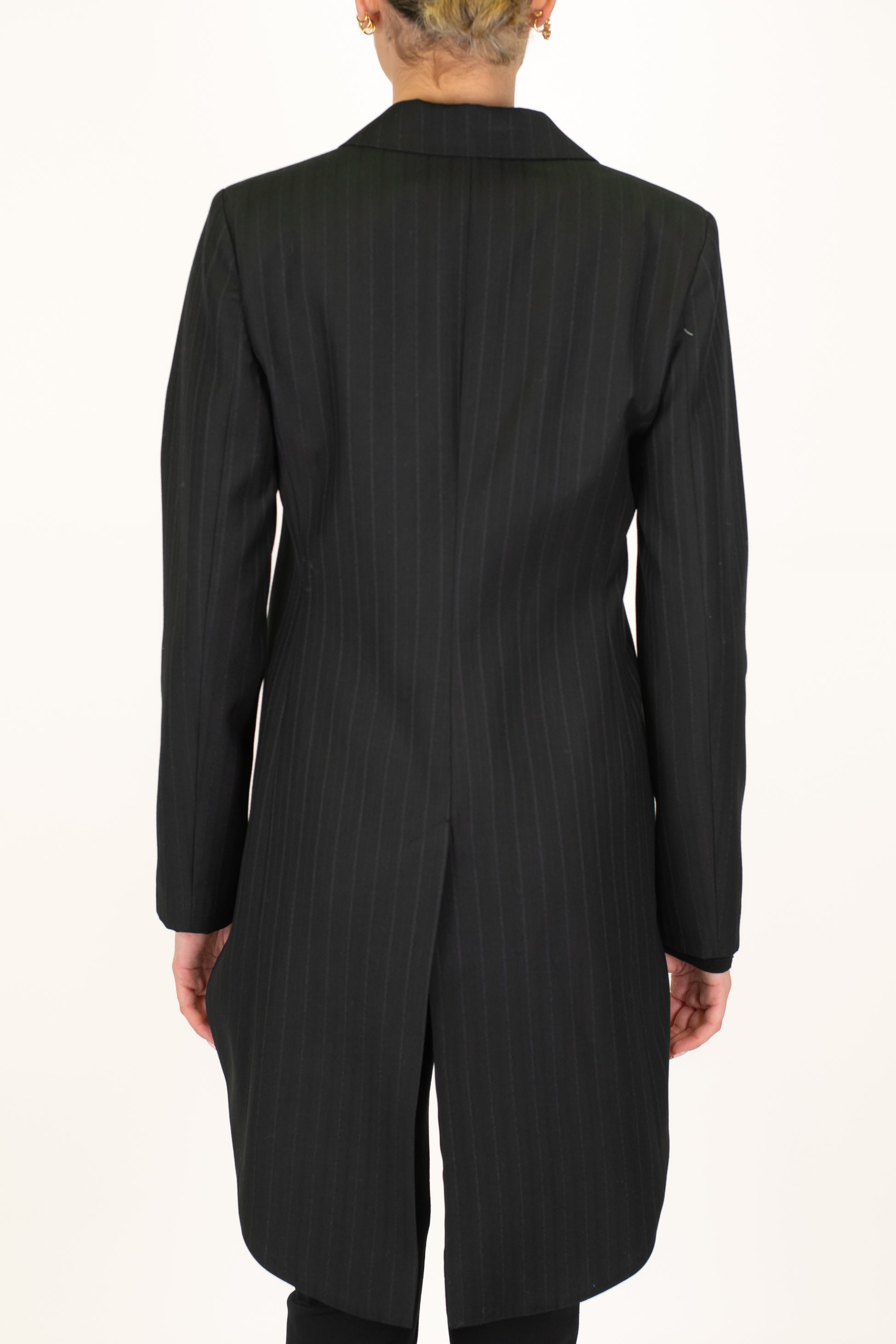 Tensione in - Giacca gessata modello frac con spalline