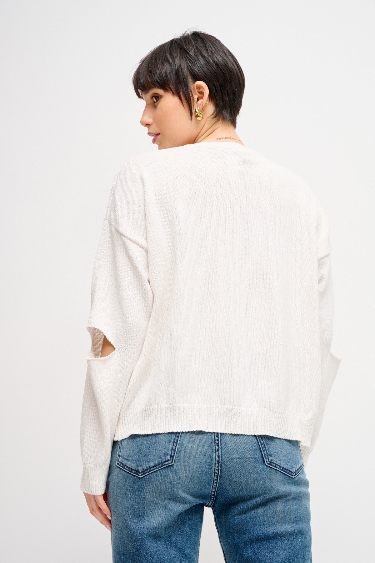 Maryley - Maglia girocollo con spacchetti sui gomiti