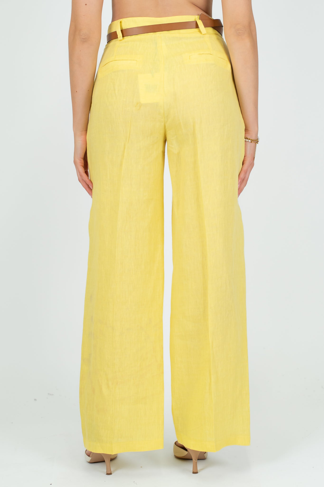 Tensione in - Pantalone palazzo in puro lino