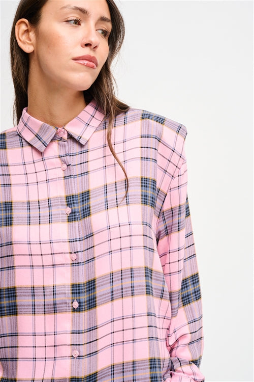 Maryley - Camicia fantasia check con spalline