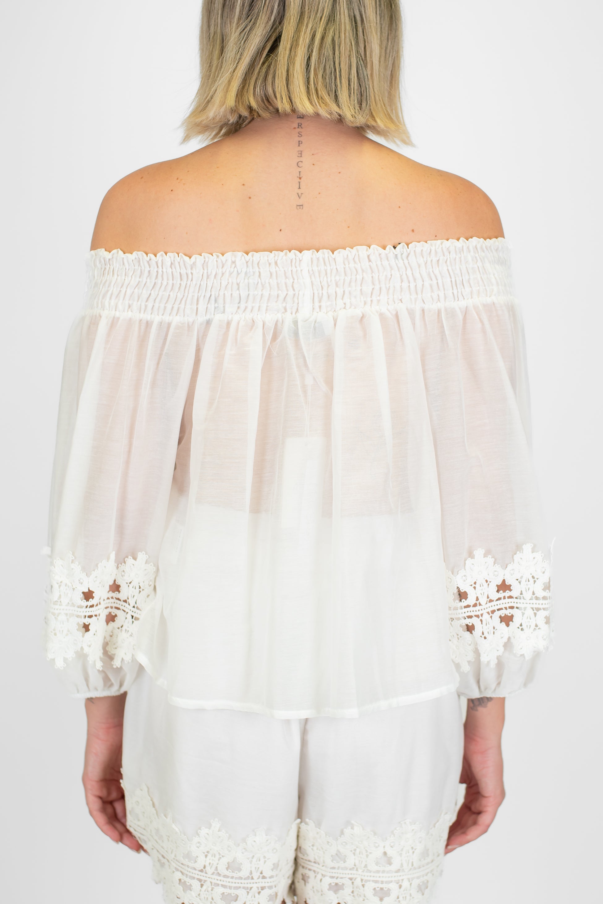 Motel - Camicia con scollo shiffer e dettagli in crochet