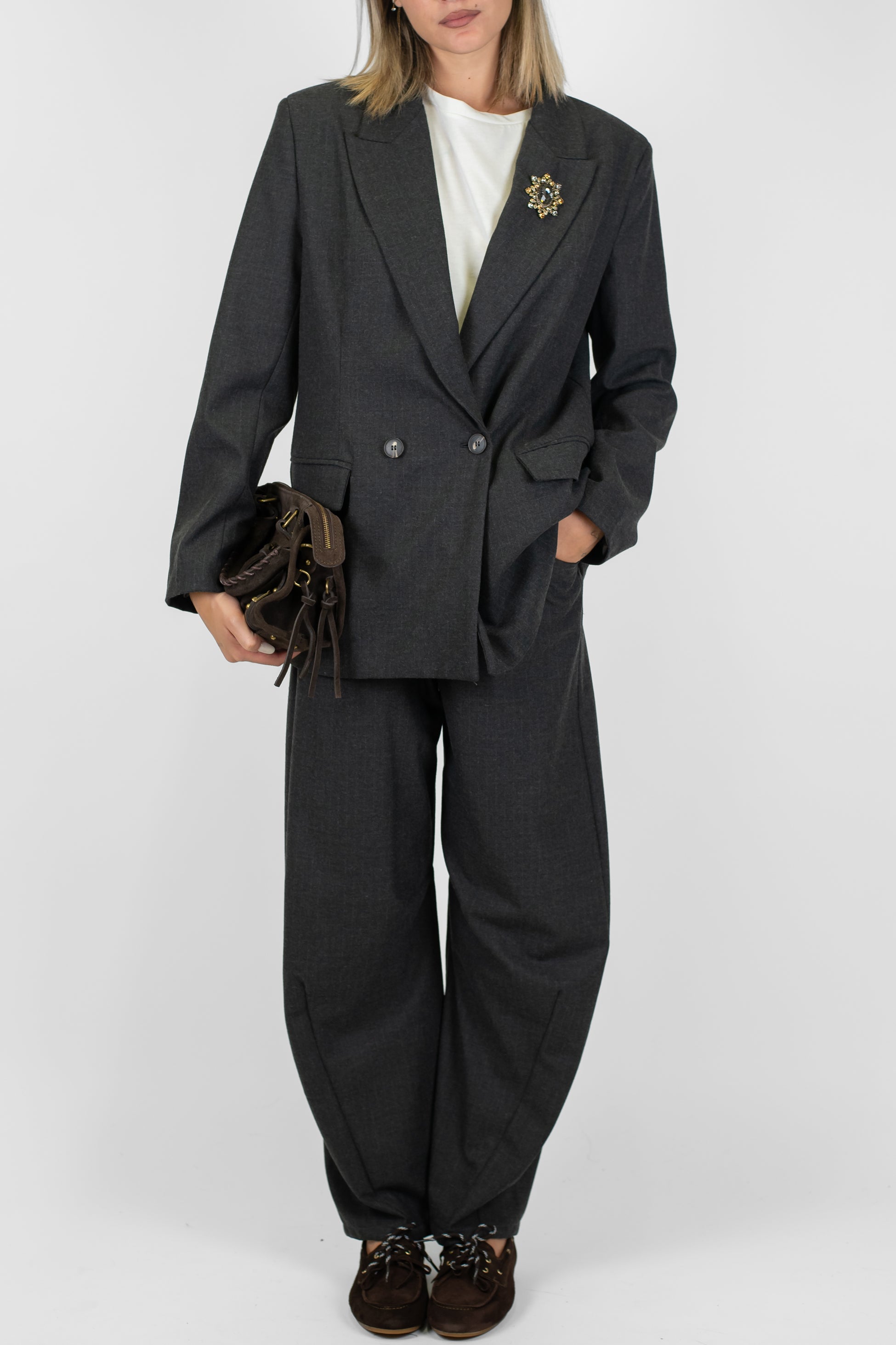 Tensione in - Pantalone balloon gessato